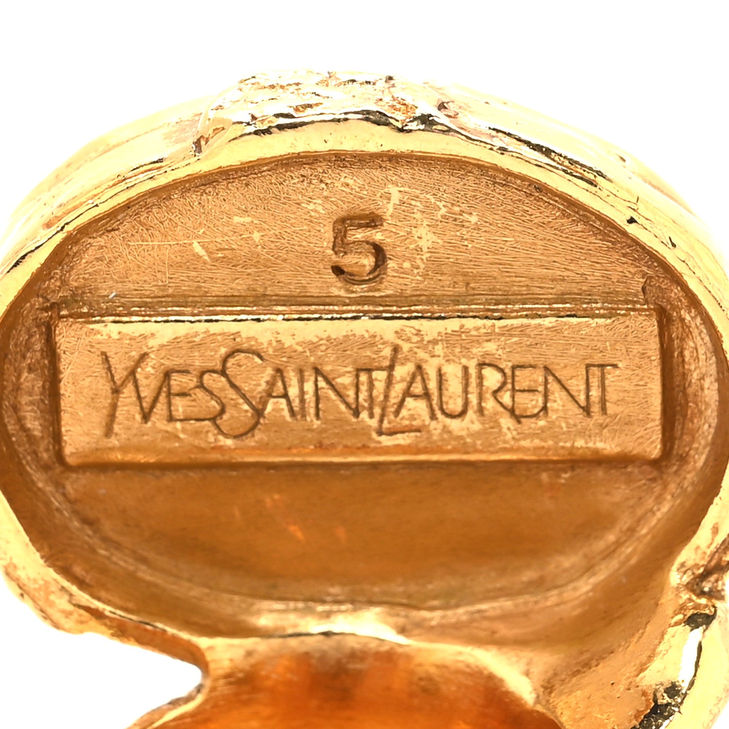 Saint Laurent Glass Cabochon Arty Ovale Ring 49 5 Gold Blue 4 of 4