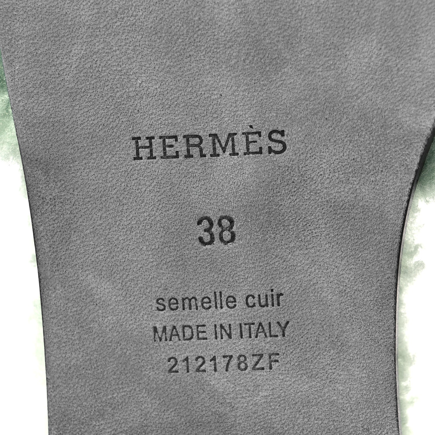 Hermes Woolskin Oran Sandals 38 Vert D'Eau 6 of 7