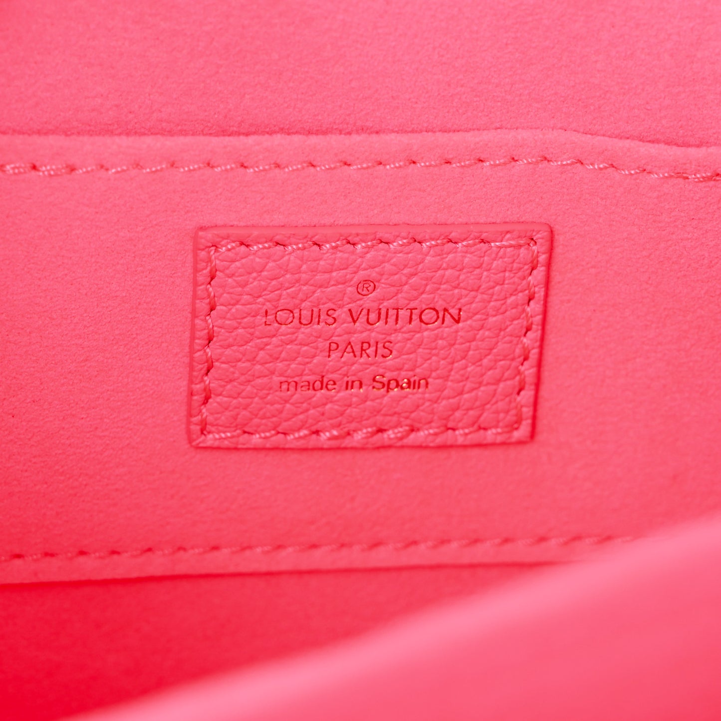 Grained Calfskin Tufted Monogram Mini Dauphine Fluo Pink