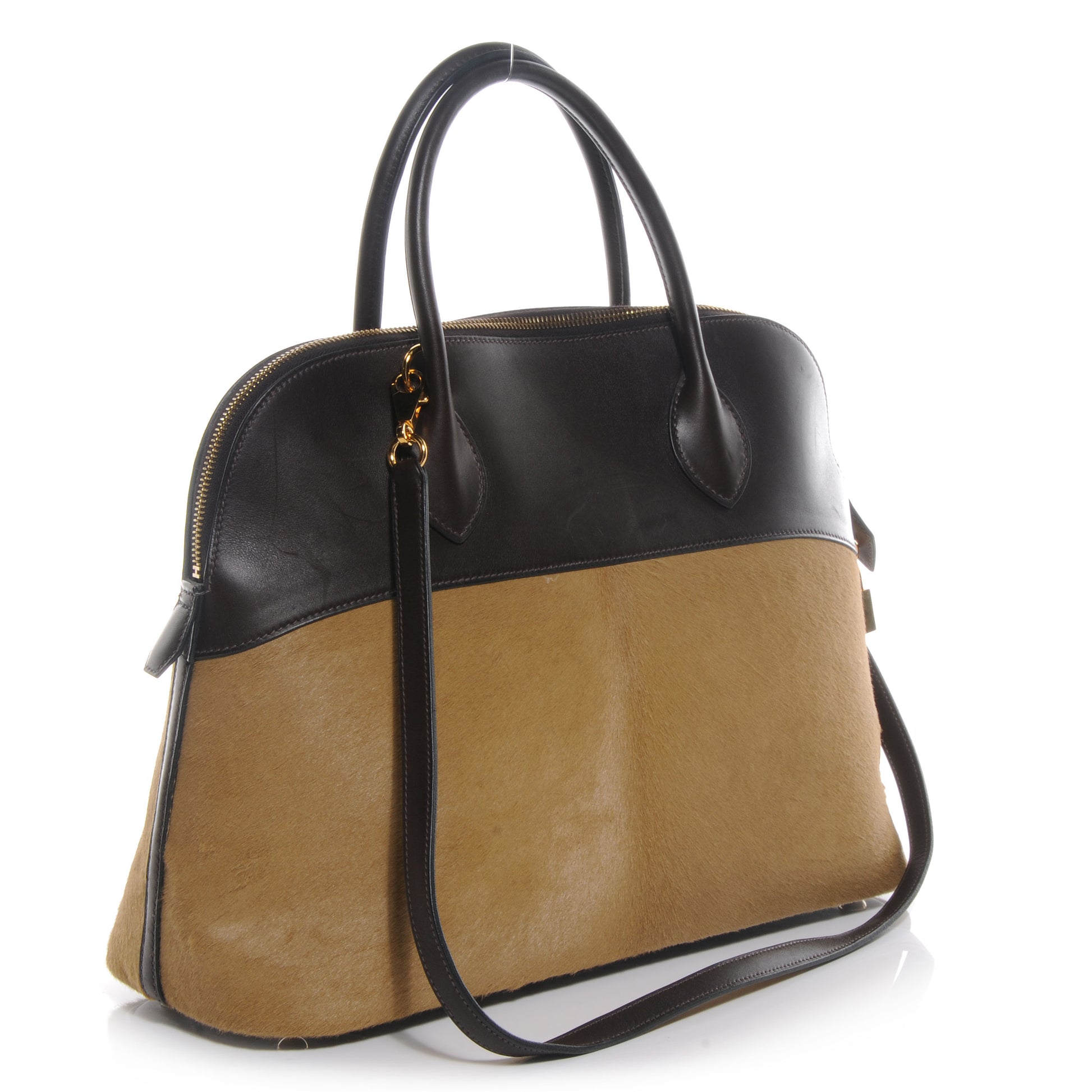 Hermes Pony Hair Bolide 35 Tabac Camel and Ebene 3 of 8