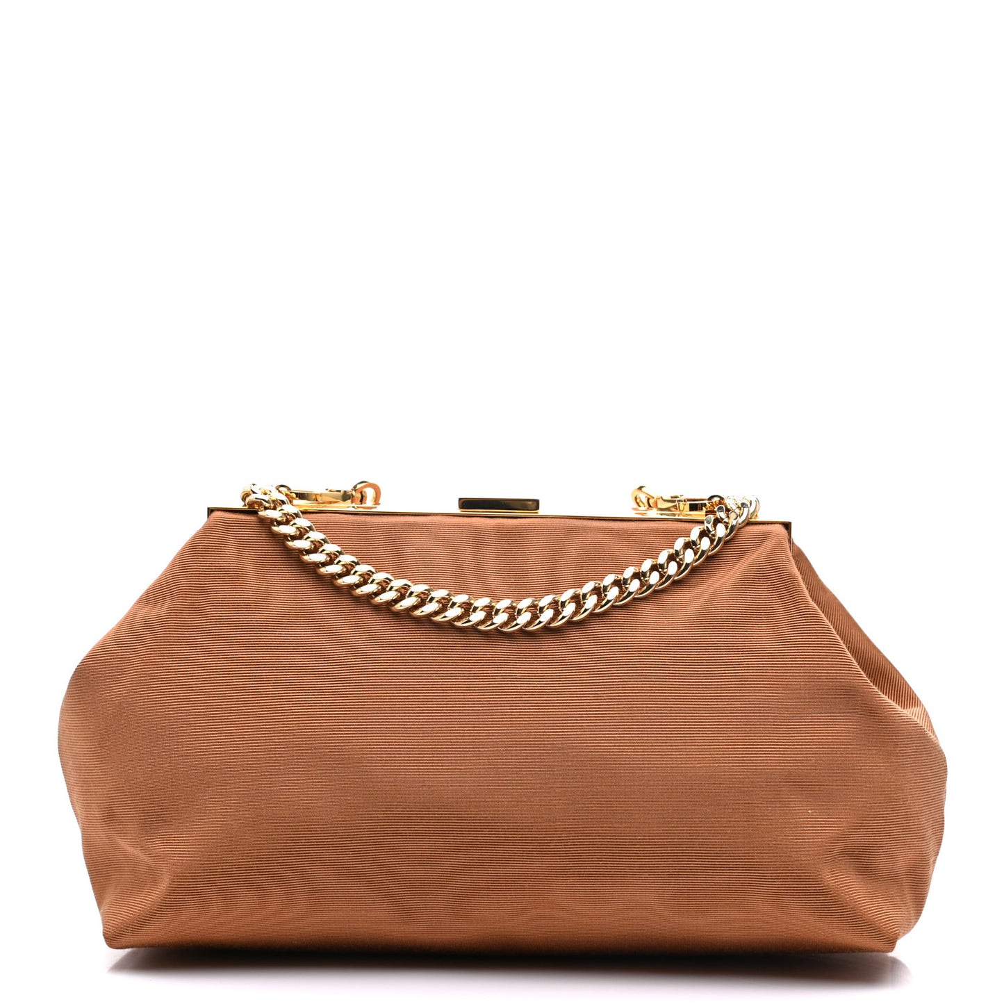 Canvas Mini Volume Chain Clutch Brown