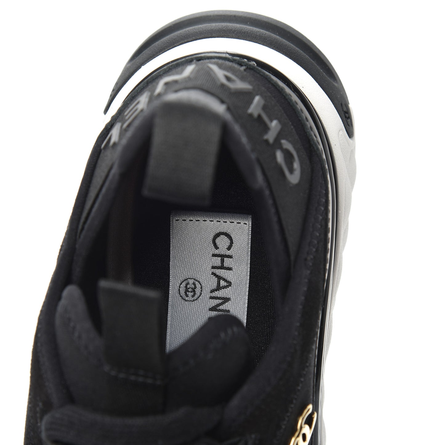 Fabric Calfskin Suede CC Sneakers 38.5 Black