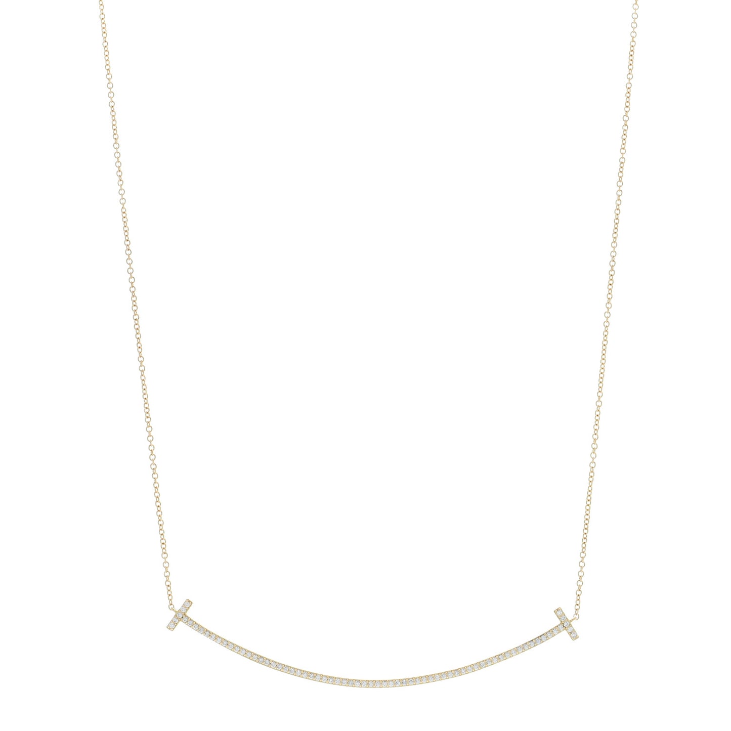 18K Yellow Gold Diamond Large T Smile Pendant Necklace