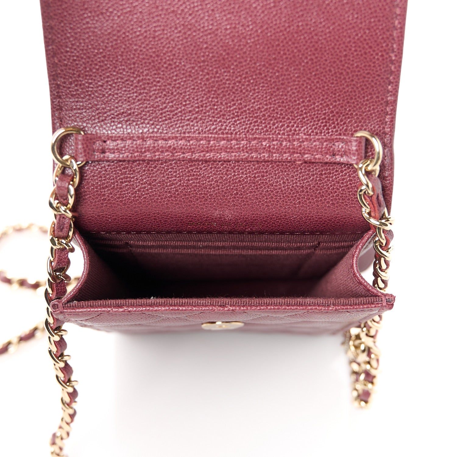 Chanel Caviar Quilted CC Airpods Pro and Phone Case With Chain Burgundy 5 of 12