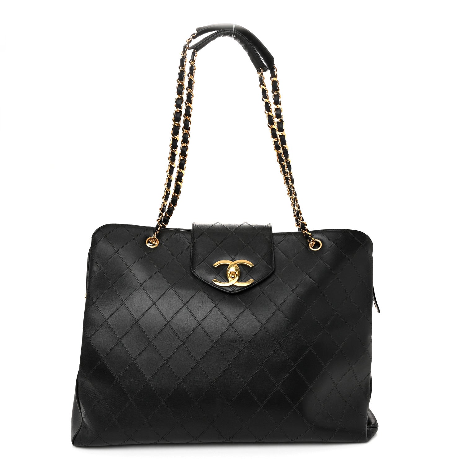 Chanel Calfskin Stitched XL Weekender Black 1 of 12
