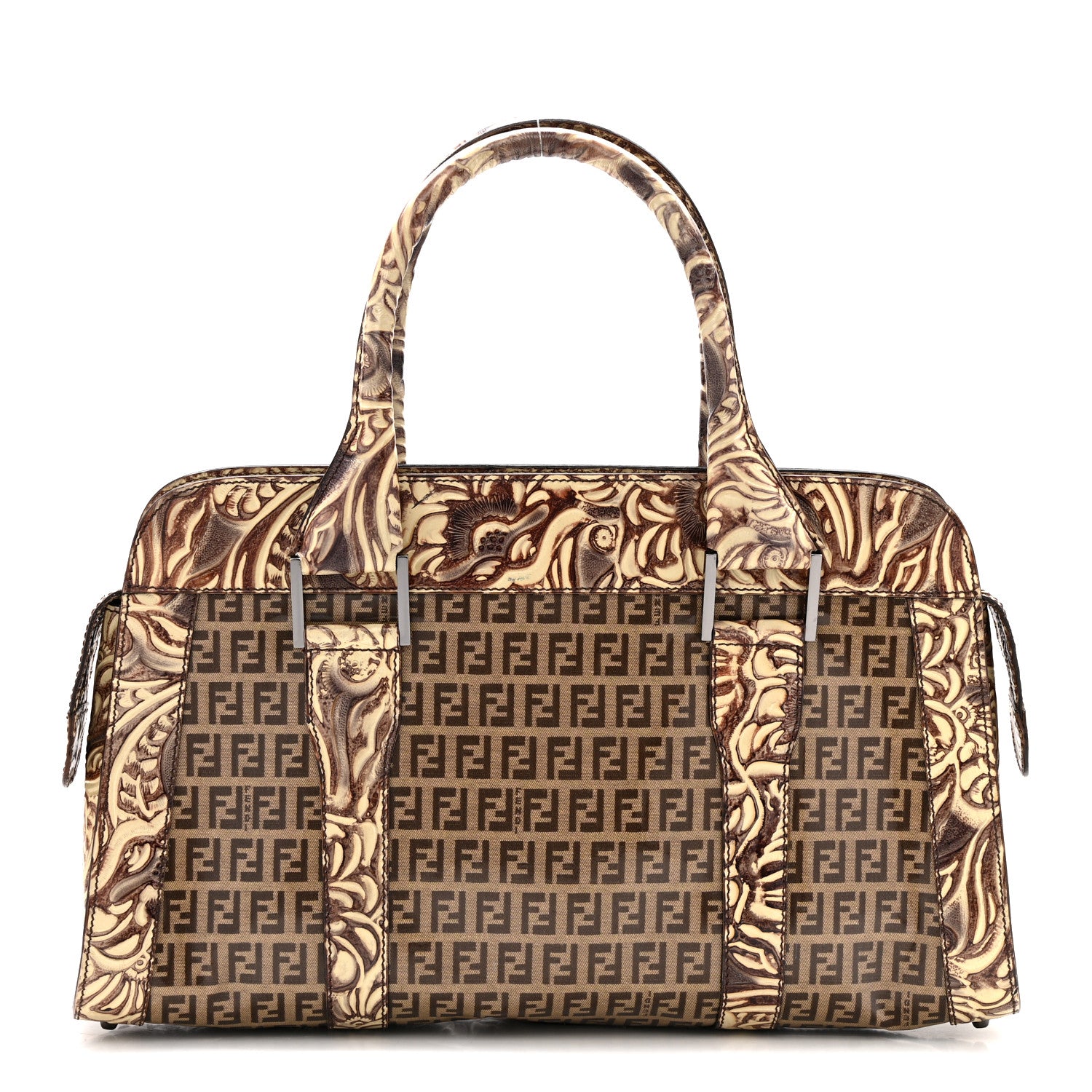 Fendi Vinyl Zucchino Top Handle Satchel Tobacco Beige 1829209