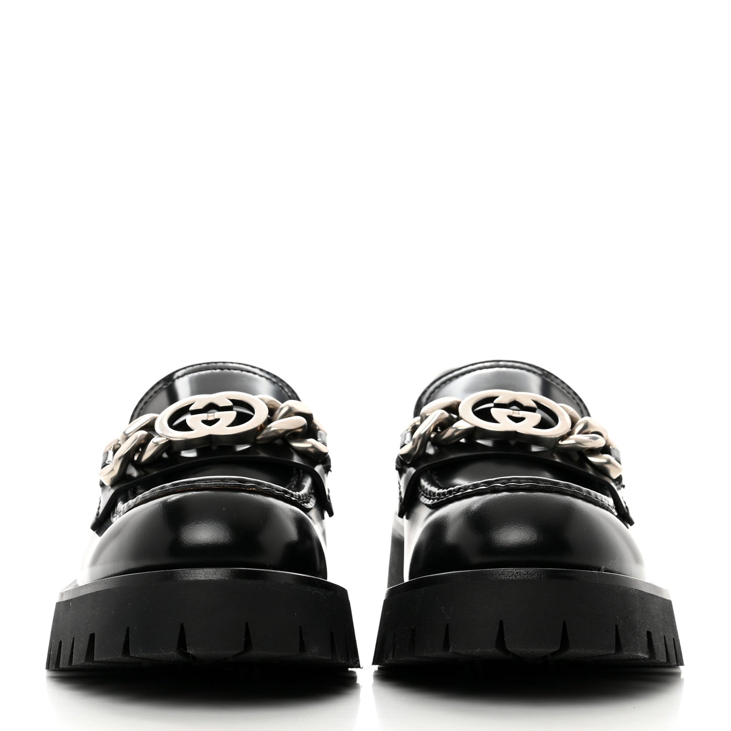 Cordovan Lux Womens Jeanne Platform Lug Sole 30/45mm Loafers 38 Black