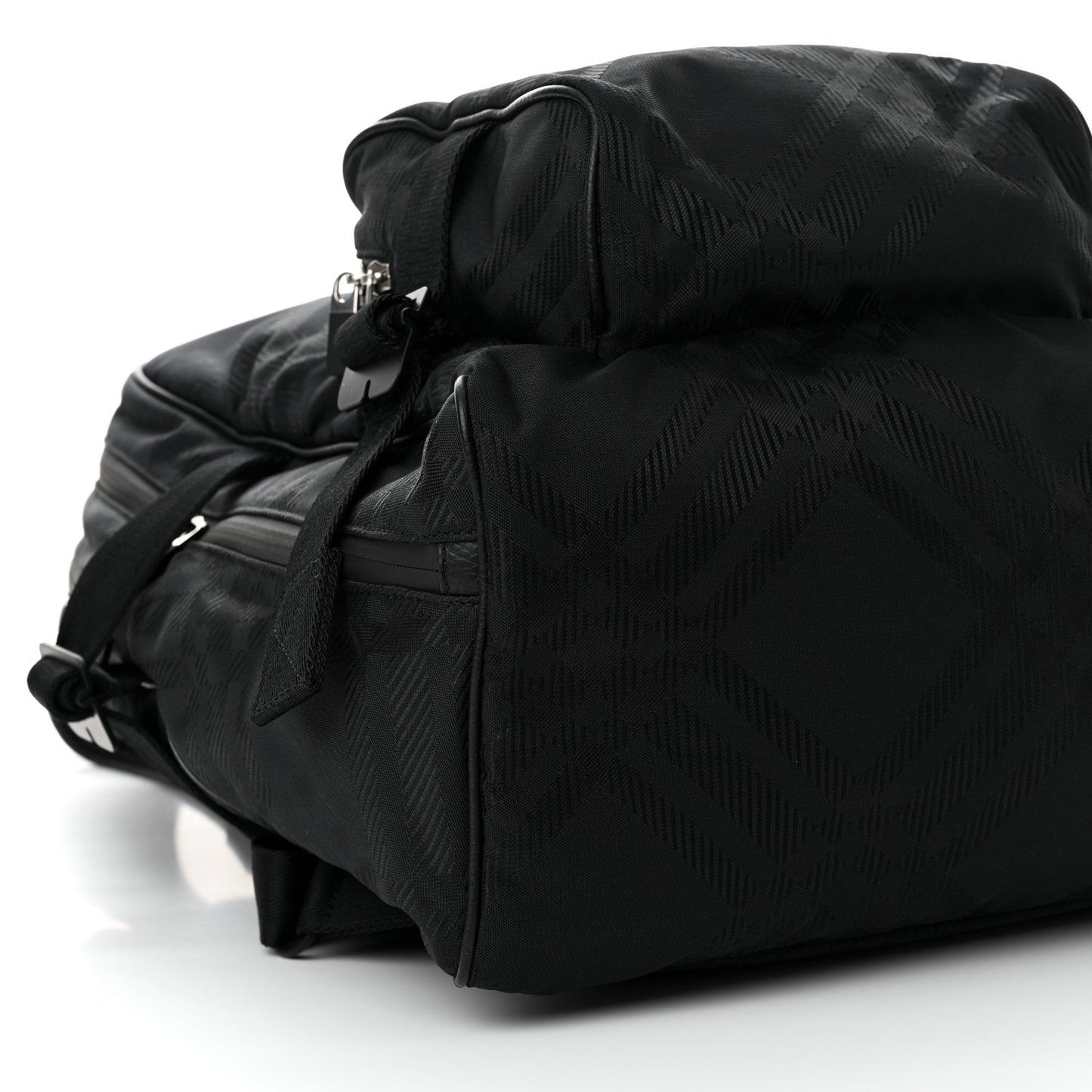 Nylon Jacquard Check Backpack Black