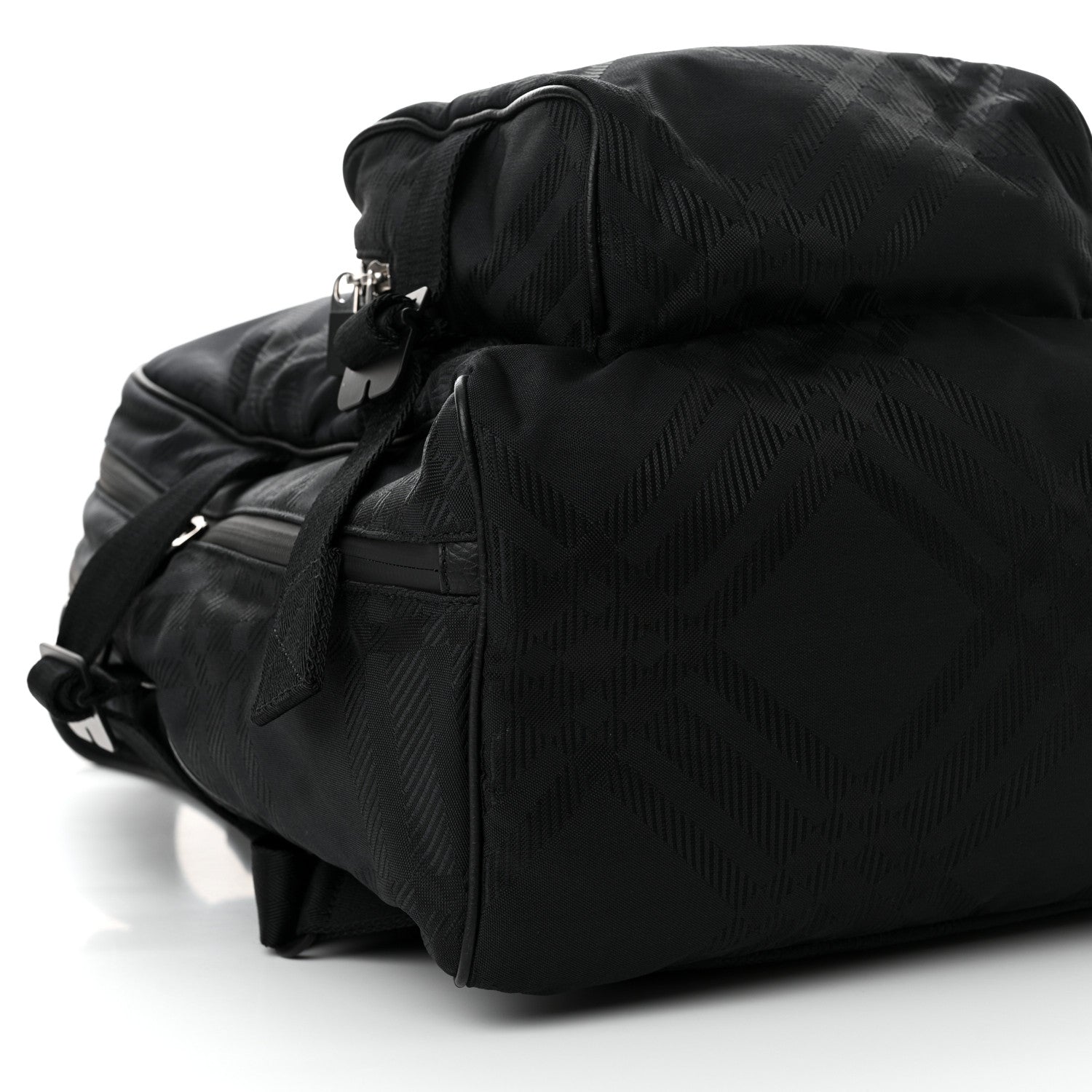 Burberry Nylon Jacquard Check Backpack Black 9 of 10