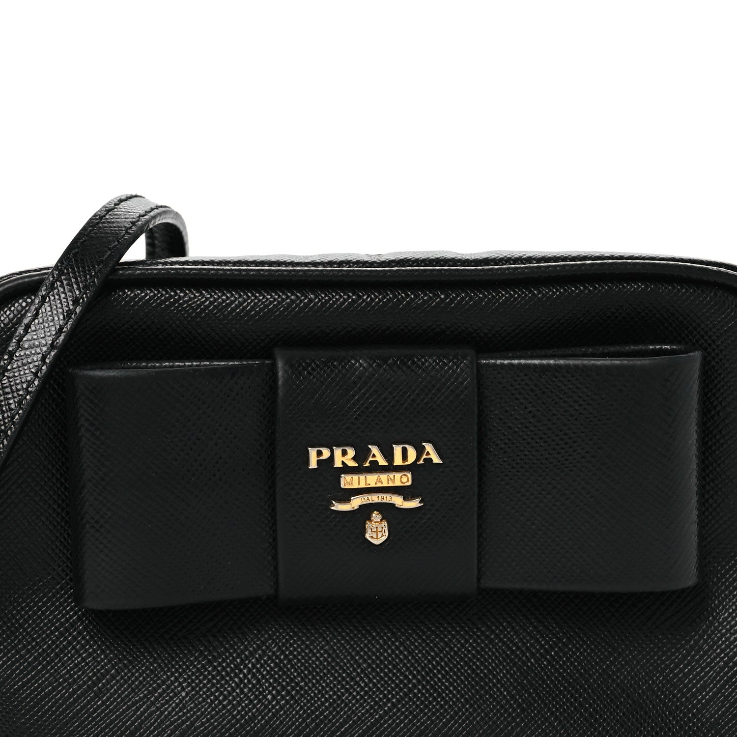 Prada Saffiano Fiocco Bow Camera Crossbody Bag Black 9 of 14