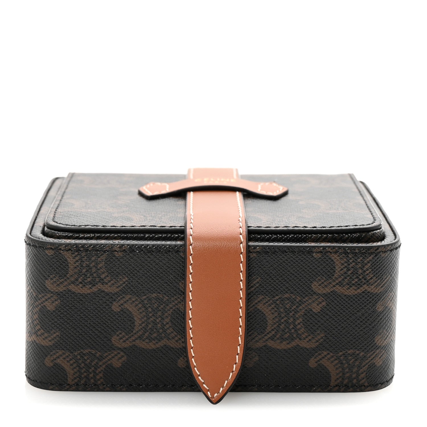 旧ロゴ CÉLINE ケース 最終SALE Celine Triomphe Canvas Calfskin Small Jewelry Case Tan 1768144