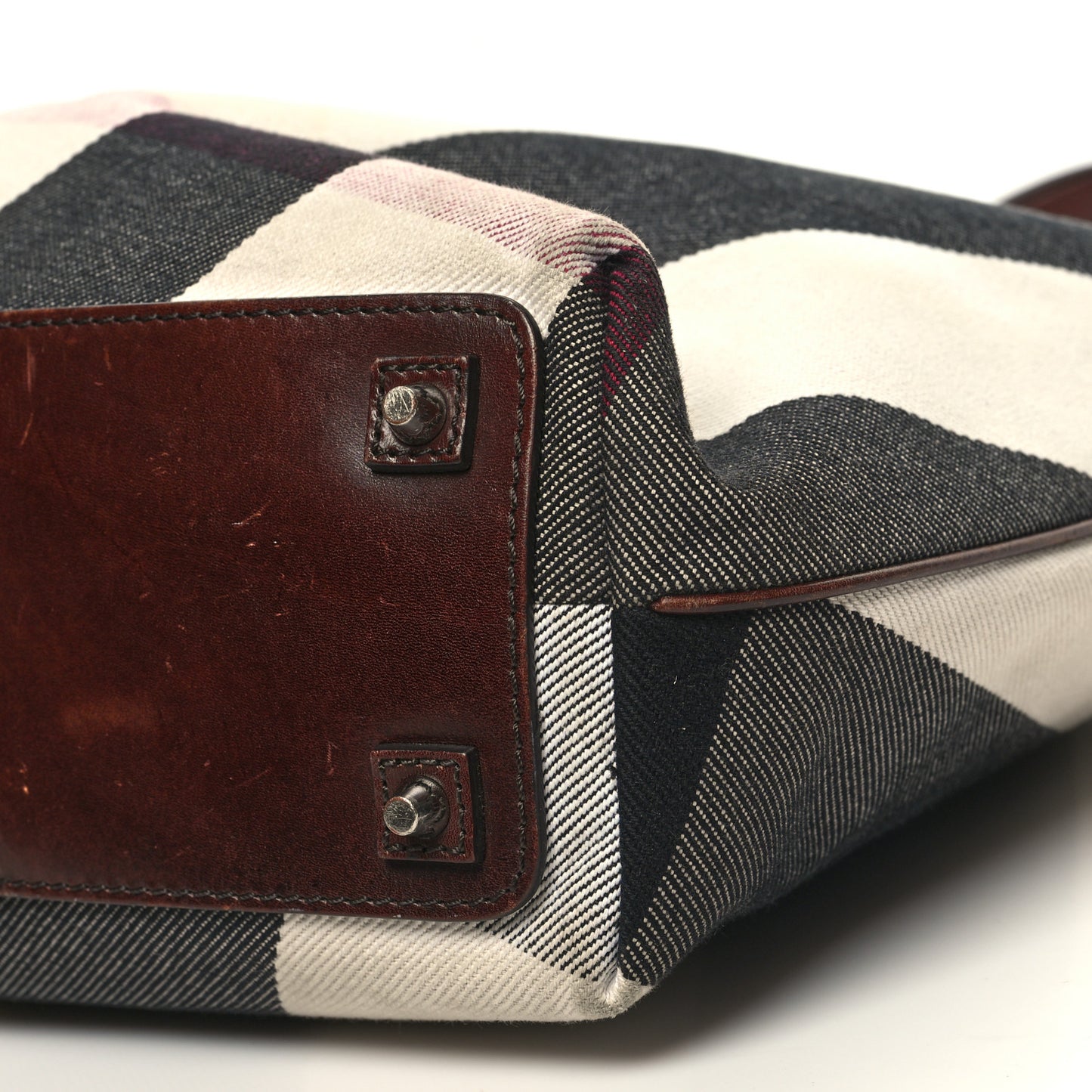 Canvas Mega Check Print Tote Beige