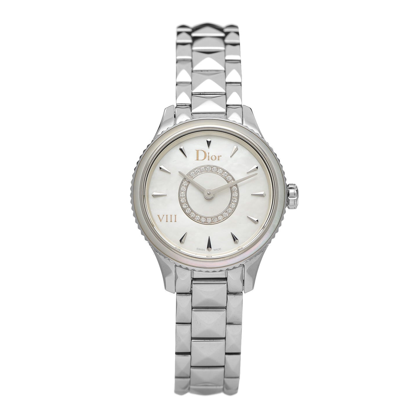 Stainless Steel Diamond Mother of Pearl 25mm Dior VIII Montaigne Quartz Watch