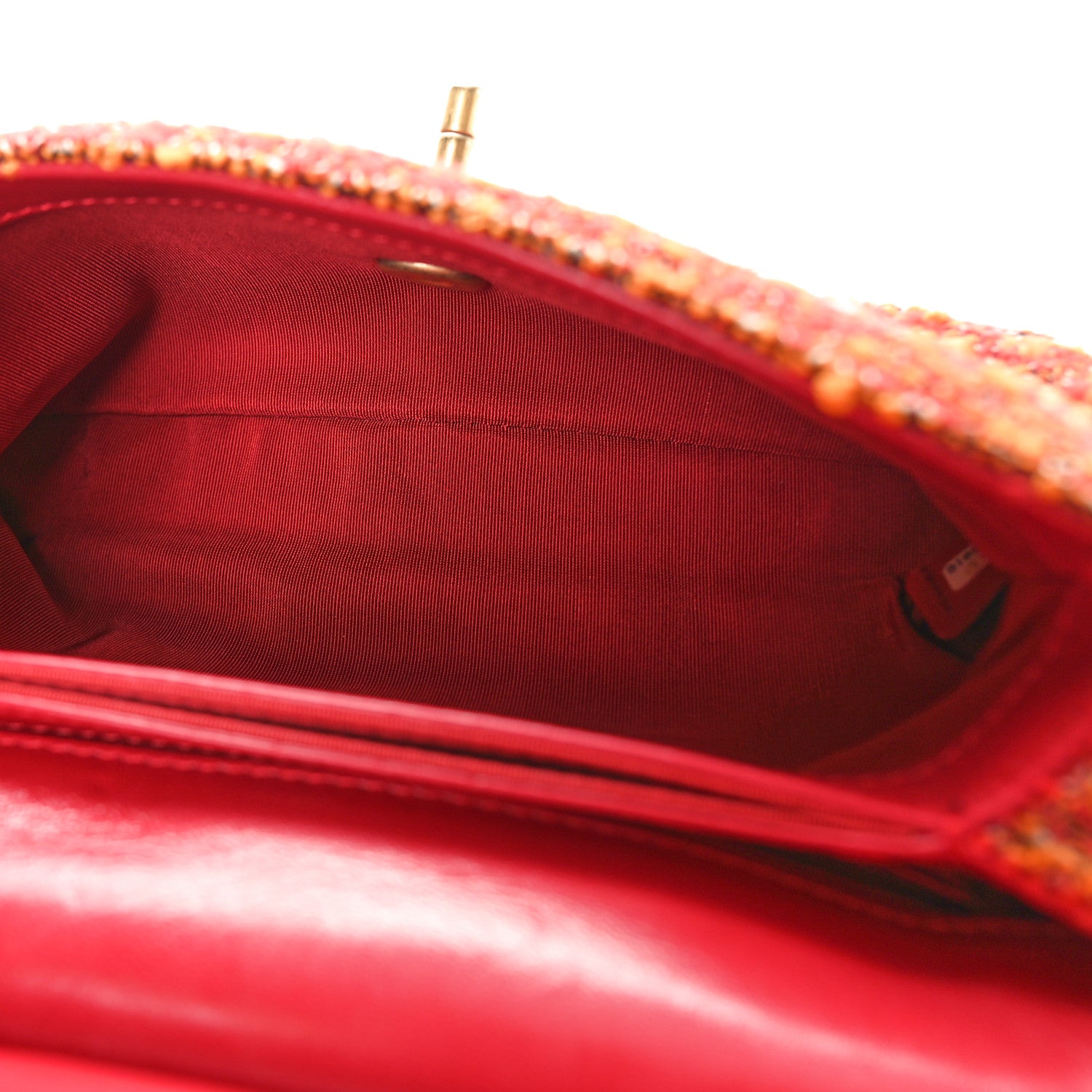 Chanel Tweed Knock On Wood Mini Flap Red 5 of 12