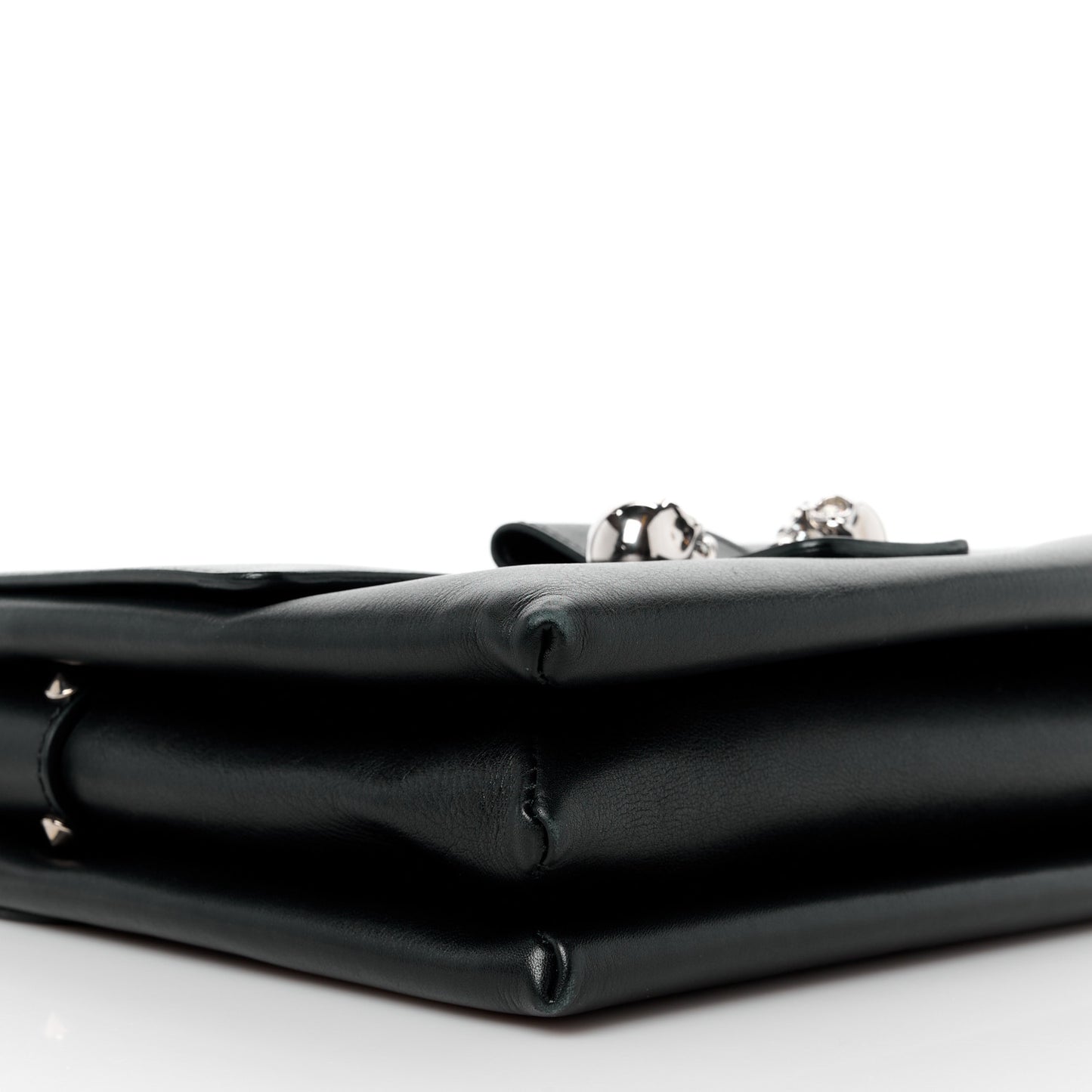 Calfskin Medium Twin Skull Chain Crossbody Black