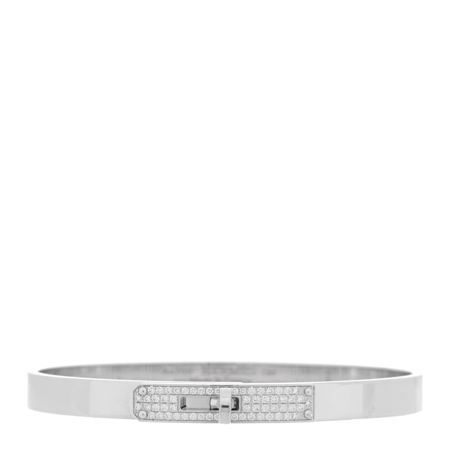 Hermes 18K White Gold Diamond PM Kelly Pave Bracelet SH 1 of 3