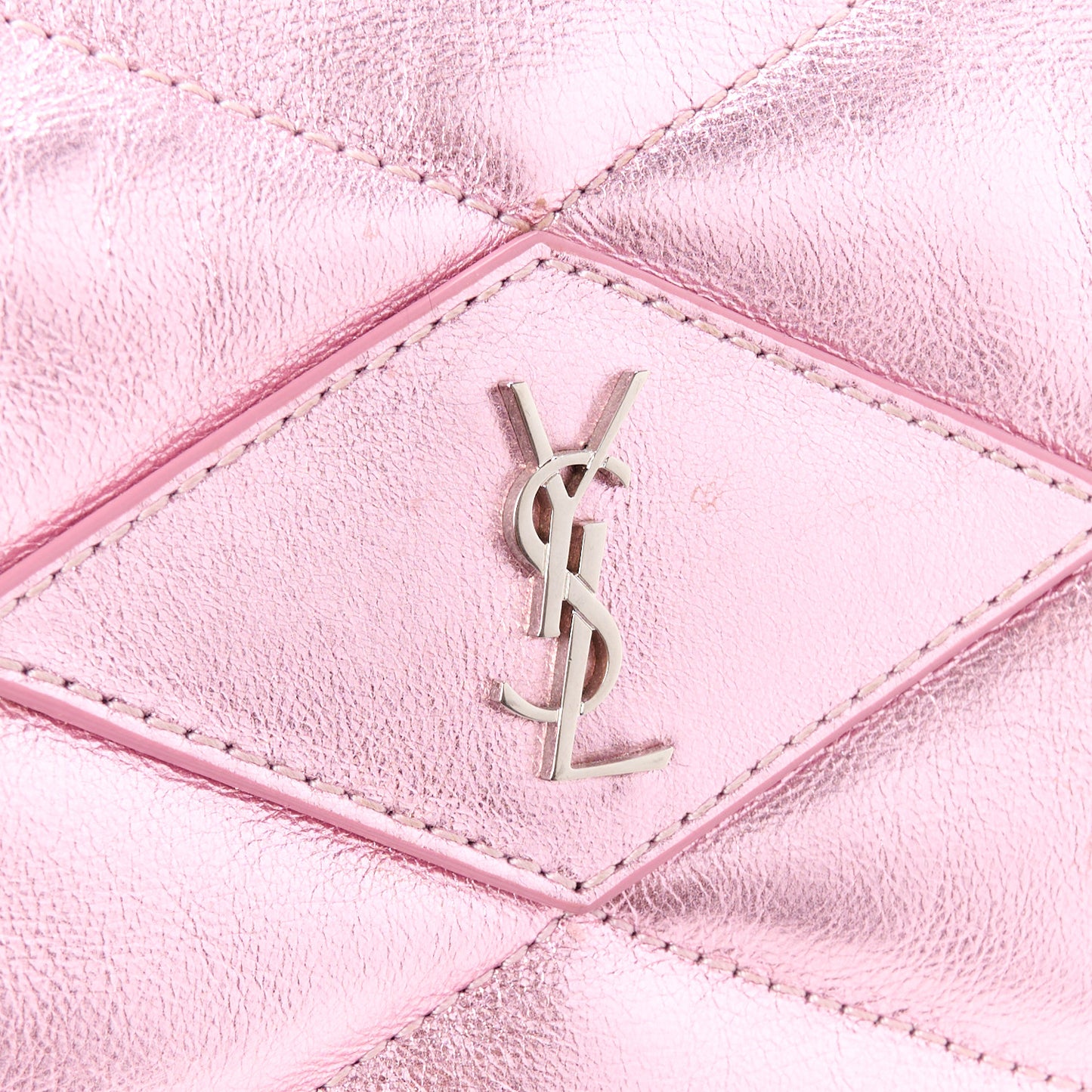 Metallic Lambskin Quilted Sade Puffer Envelope Clutch New Azalea