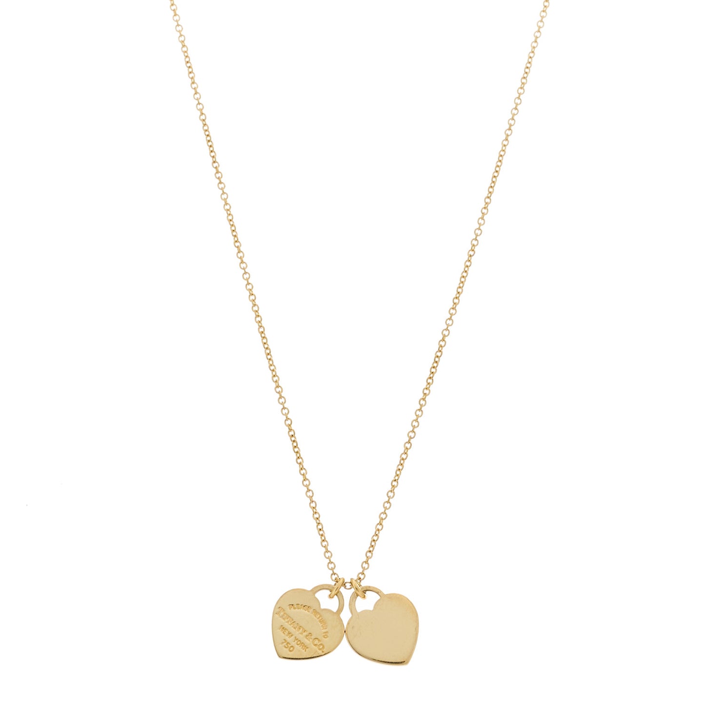 18K Yellow Gold Return to Tiffany Mini Double Heart Tag Pendant Necklace
