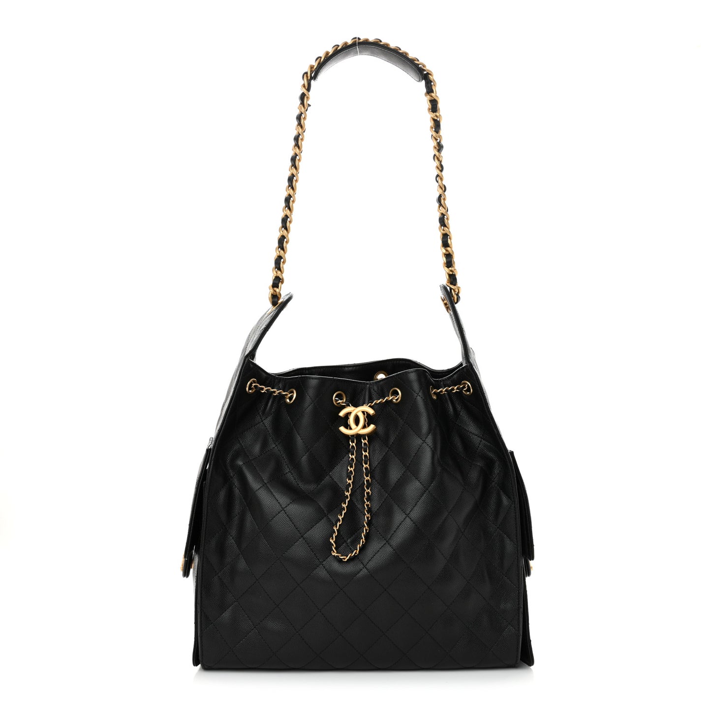 Caviar Quilted Medium Chanel 25 Handbag Black