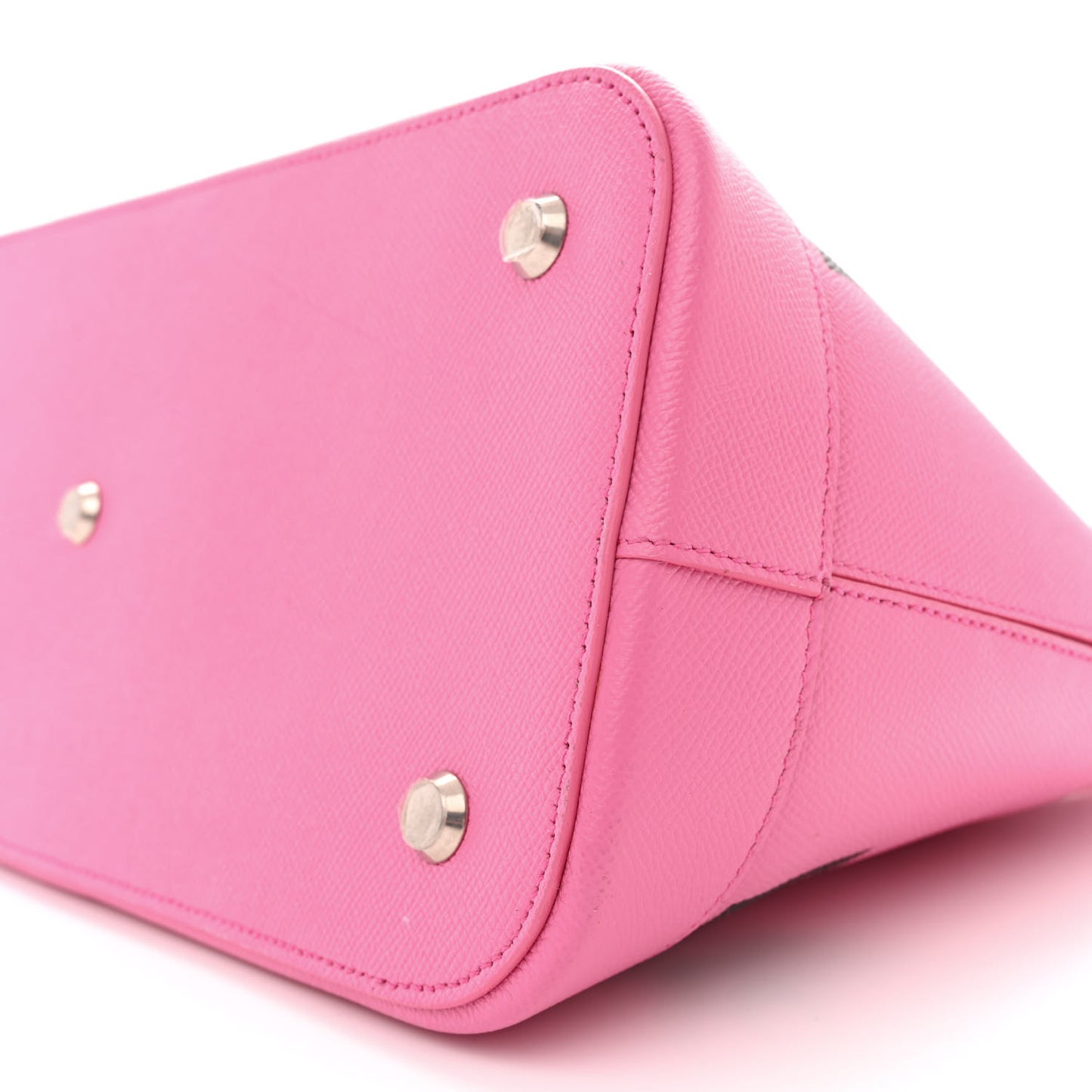 Signature Grained Calfskin Logo M Ville Top Handle Bag Rose Bubblegum Black