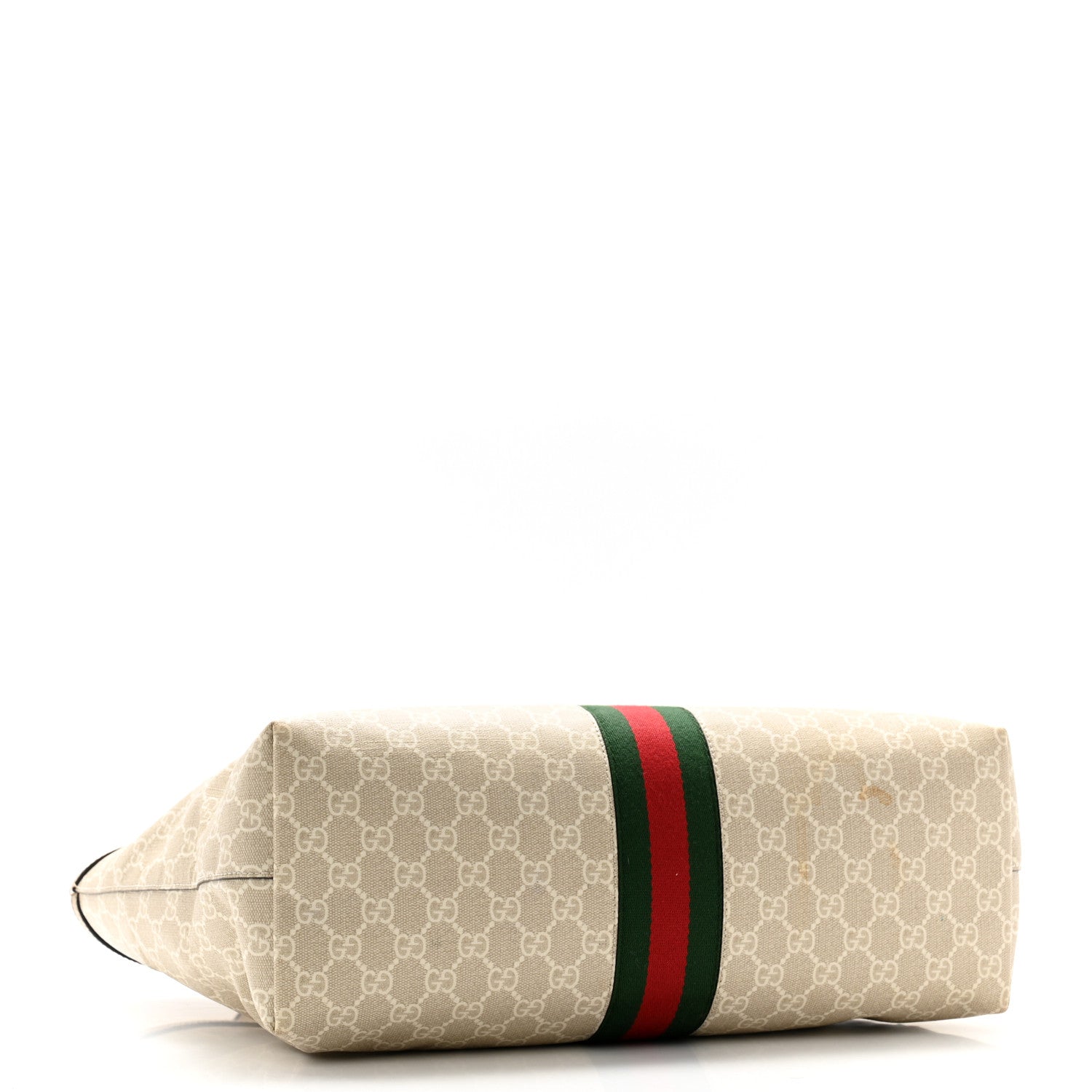 Gucci GG Supreme Monogram Textured Dollar Calfskin Web Medium Ophidia Shopping Tote Beige Mystic White Oatmeal 4 of 12