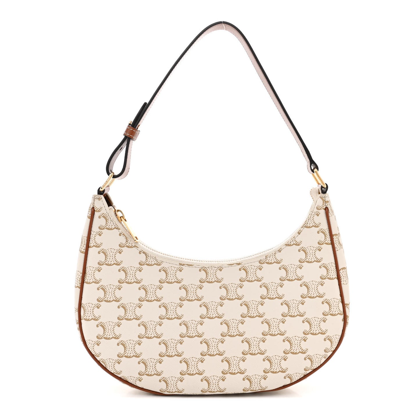 Canvas Calfskin Ava Triomphe Shoulder Bag White