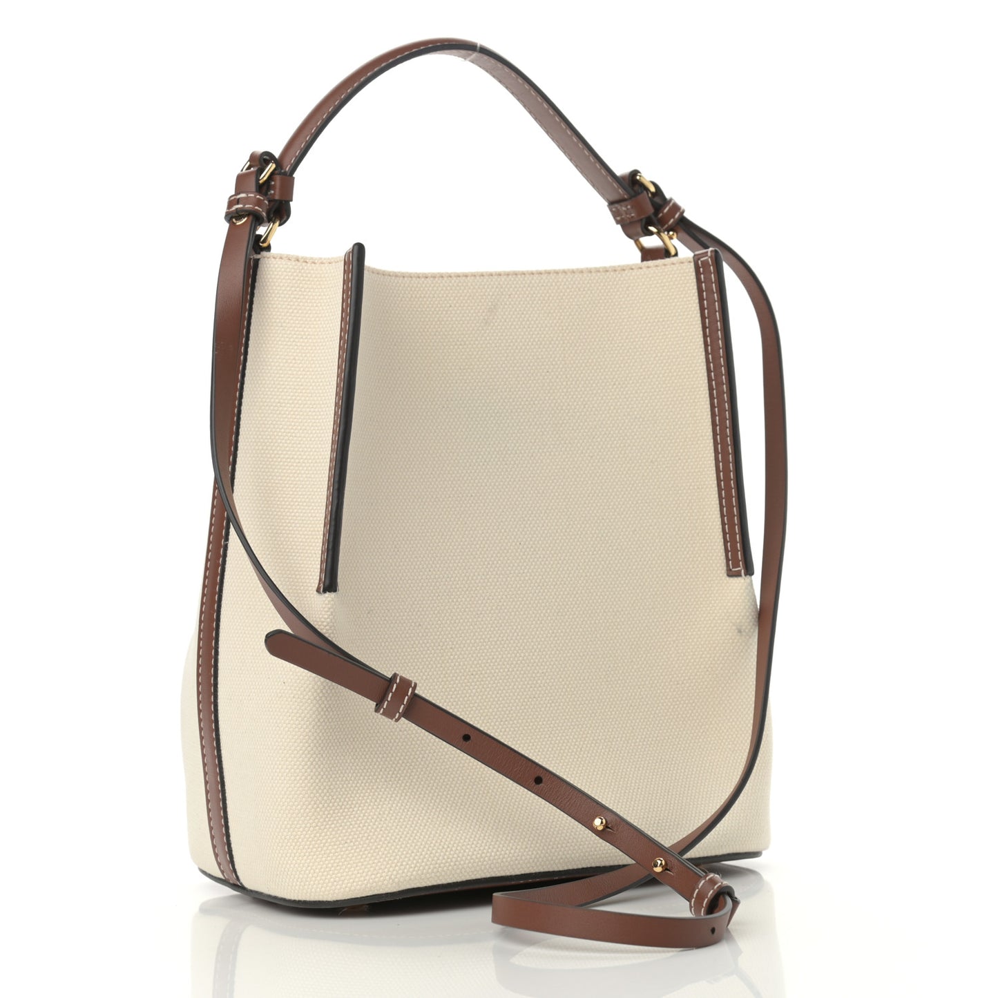 Canvas Cotton Small Peggy Bucket Bag Natural Gold