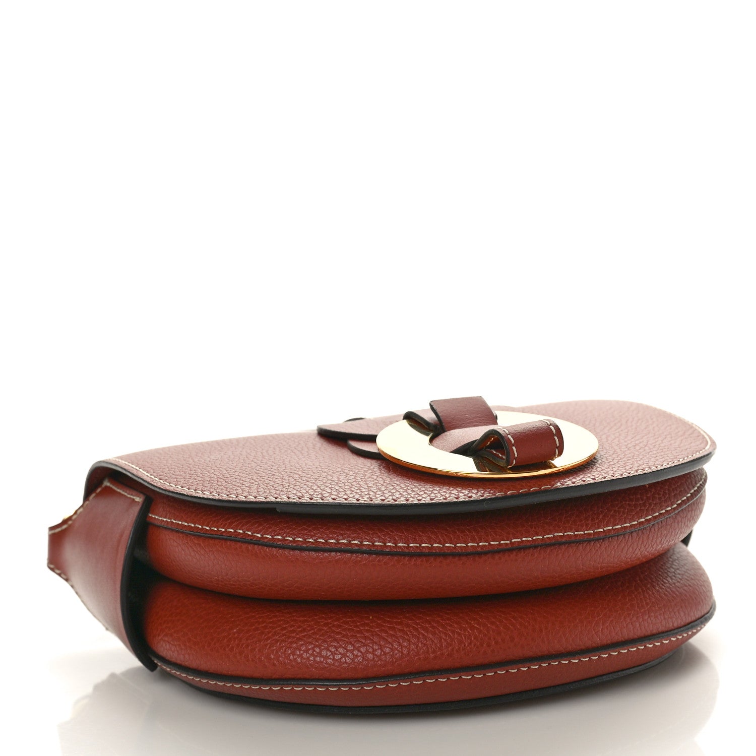 Chloe Grained Calfskin Small Darryl Saddle Crossbody Bag Sepia Brown 4 of 9