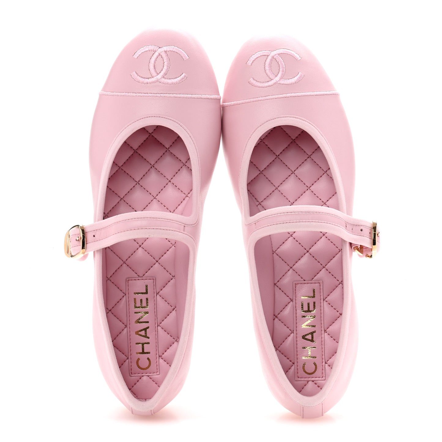 Lambskin Mary Jane Flats 37.5 Light Pink