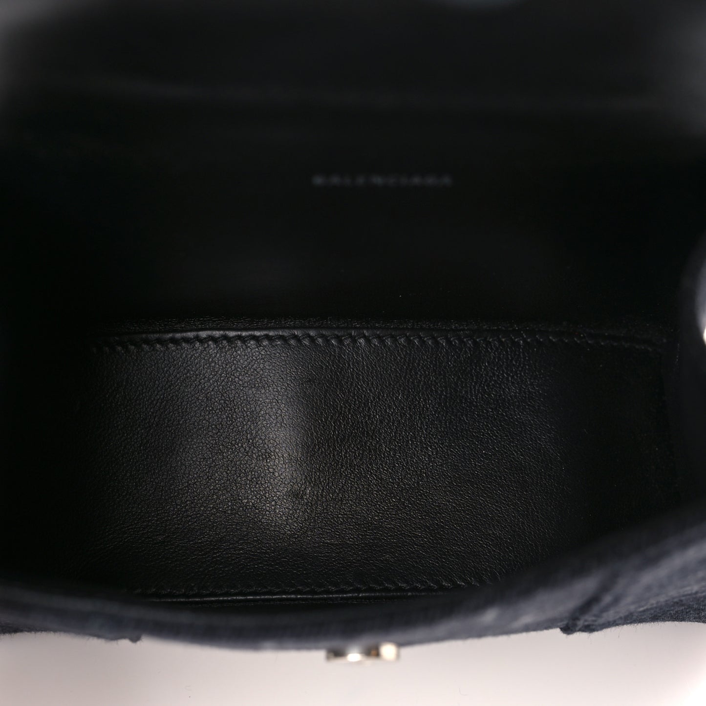 Washed Denim BB Monogram Hourglass Top Handle Bag XS Black