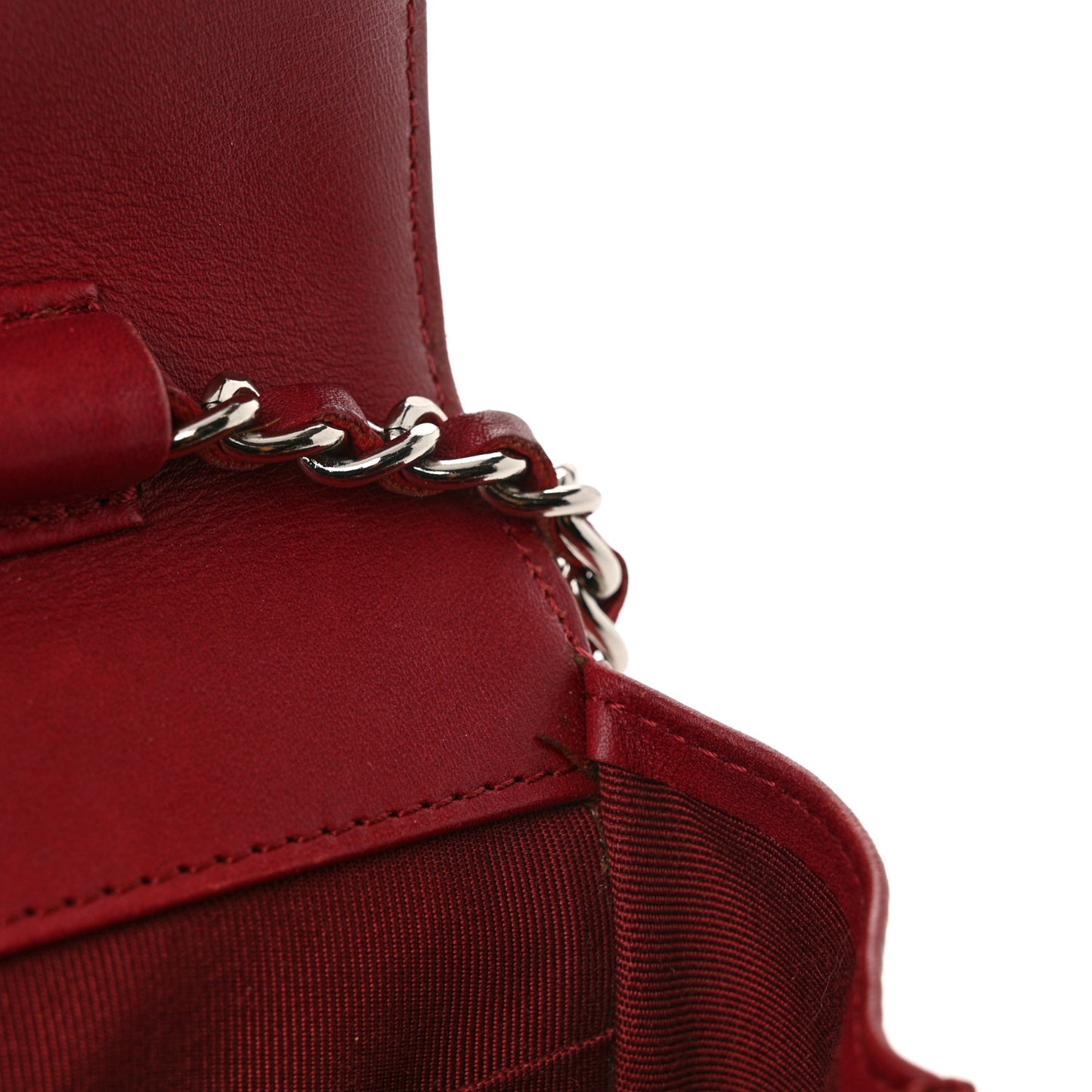 Calfskin Double Stitch Hamptons Wallet On Chain WOC Red