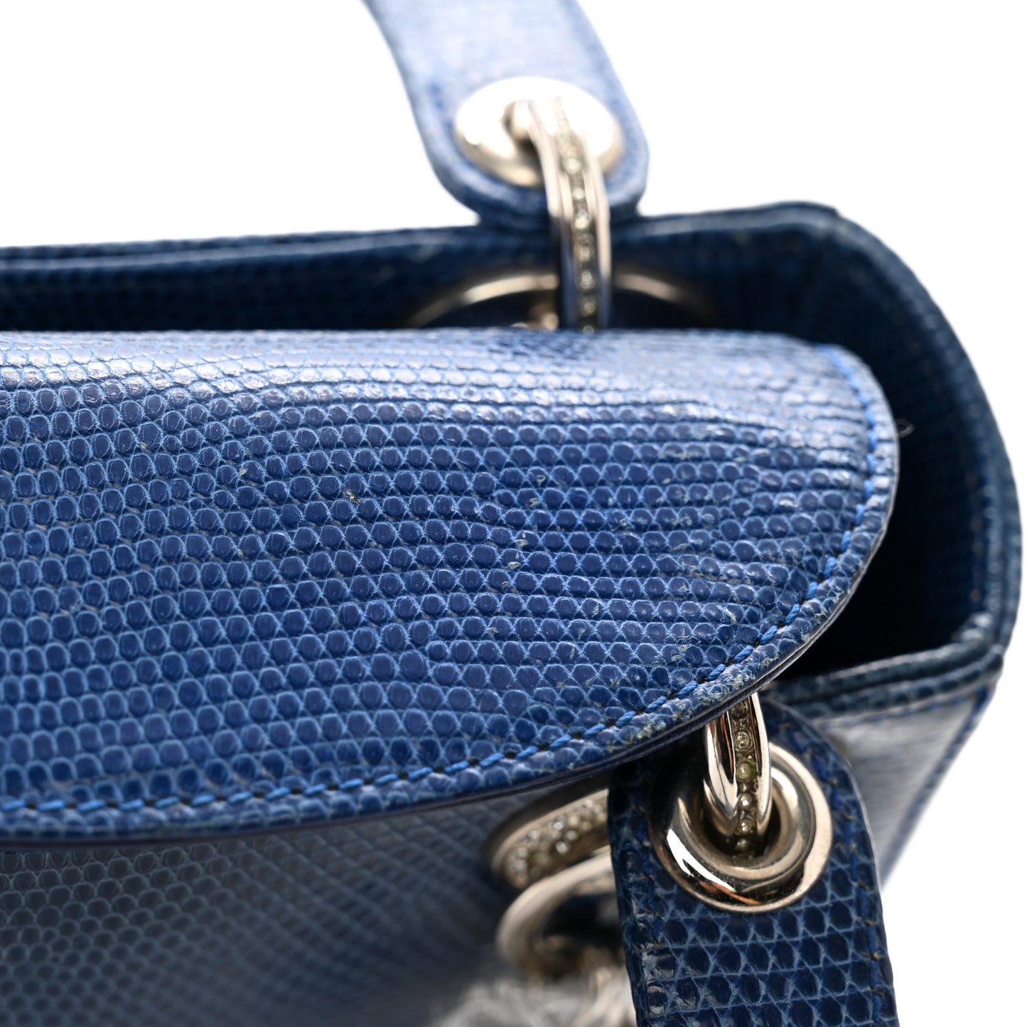 Lizard Swarovski Crystal Mini Lady Dior Blue