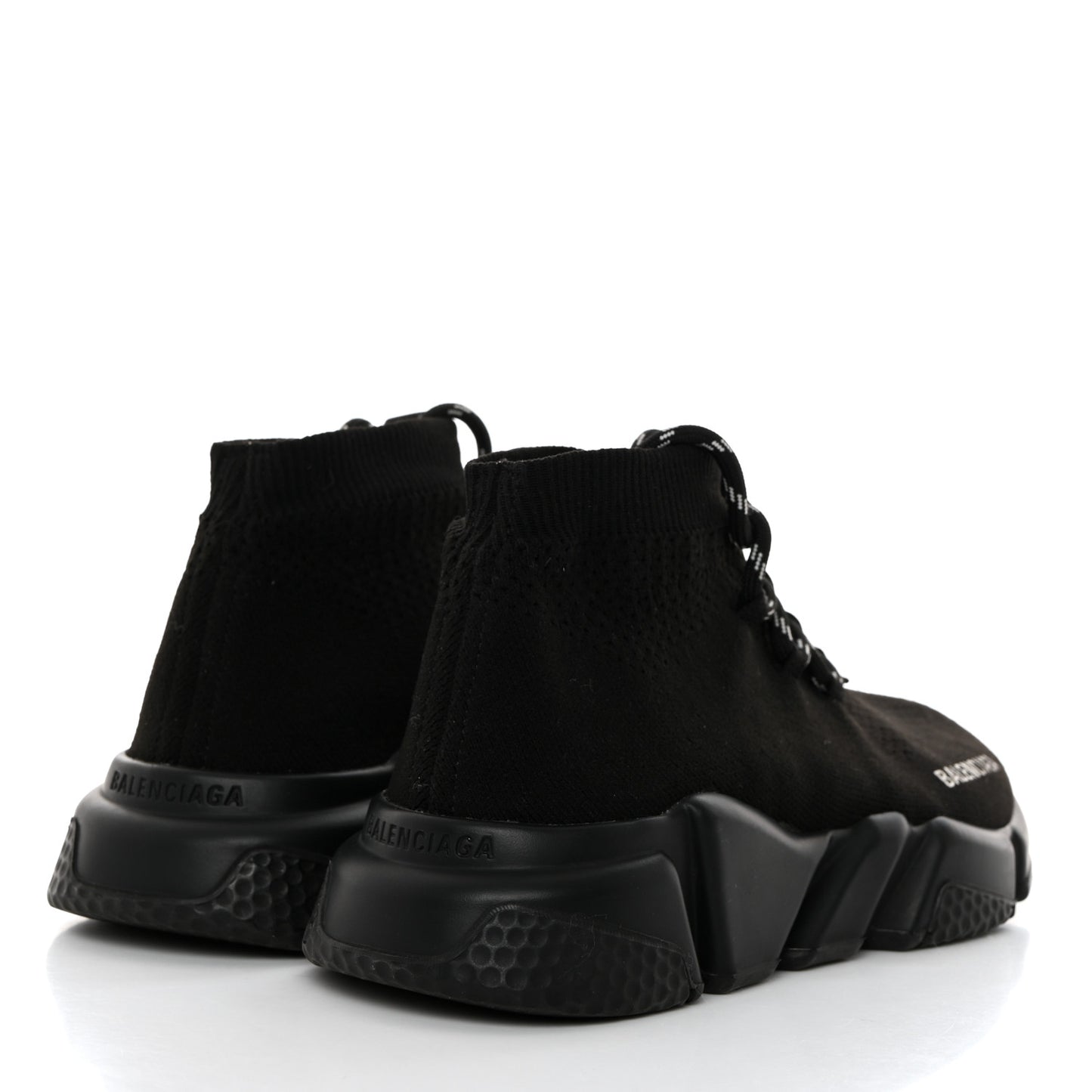 Recycled Knit Bi-Color Sole Womens Speed Lace Up Sneakers 36 Black White