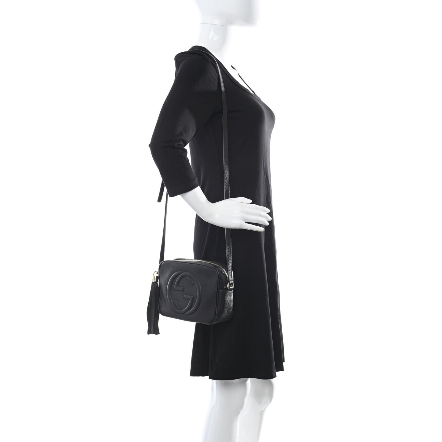 Pebbled Calfskin Small Soho Disco Bag Black