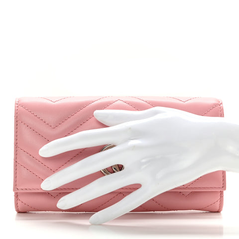 Calfskin Matelasse GG Marmont Continental Wallet Perfect Pink