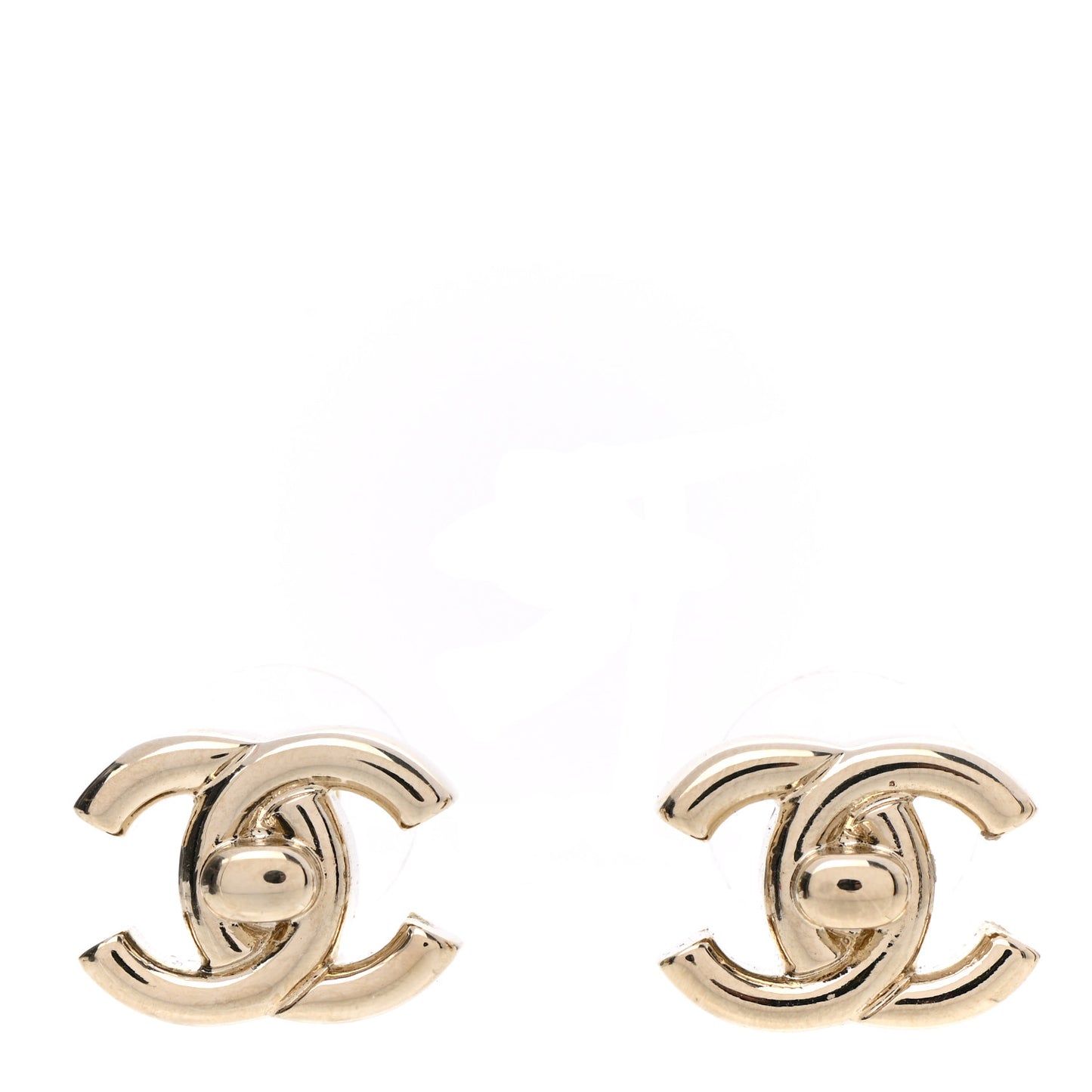Metal CC Turnlock Earrings Gold