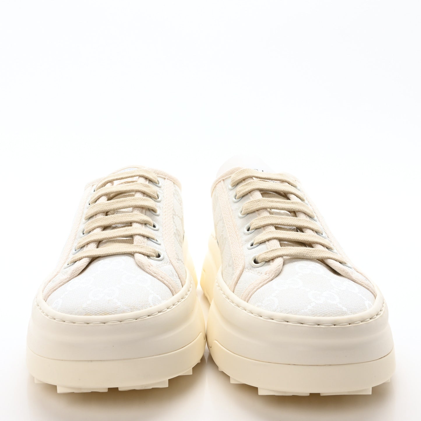 GG Monogram Womens 1977 Tennis Platform 52mm Sneakers 37 Great White Mystic White