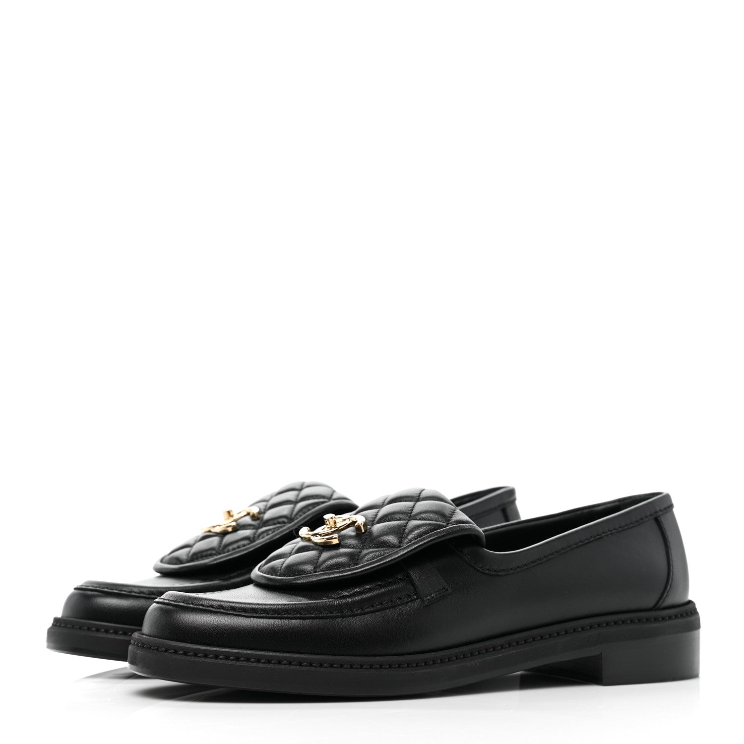 Chanel Lambskin Quilted CC Turnlock Loafers 40 Black 3 of 8