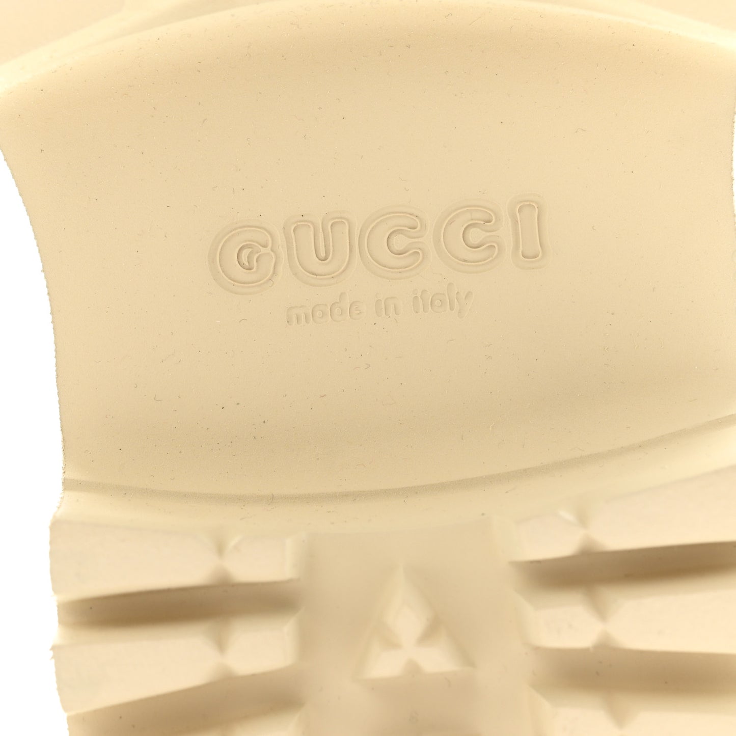 Rubber Monogram GG Go Through Platform Slide Clogs 36 Mystic White