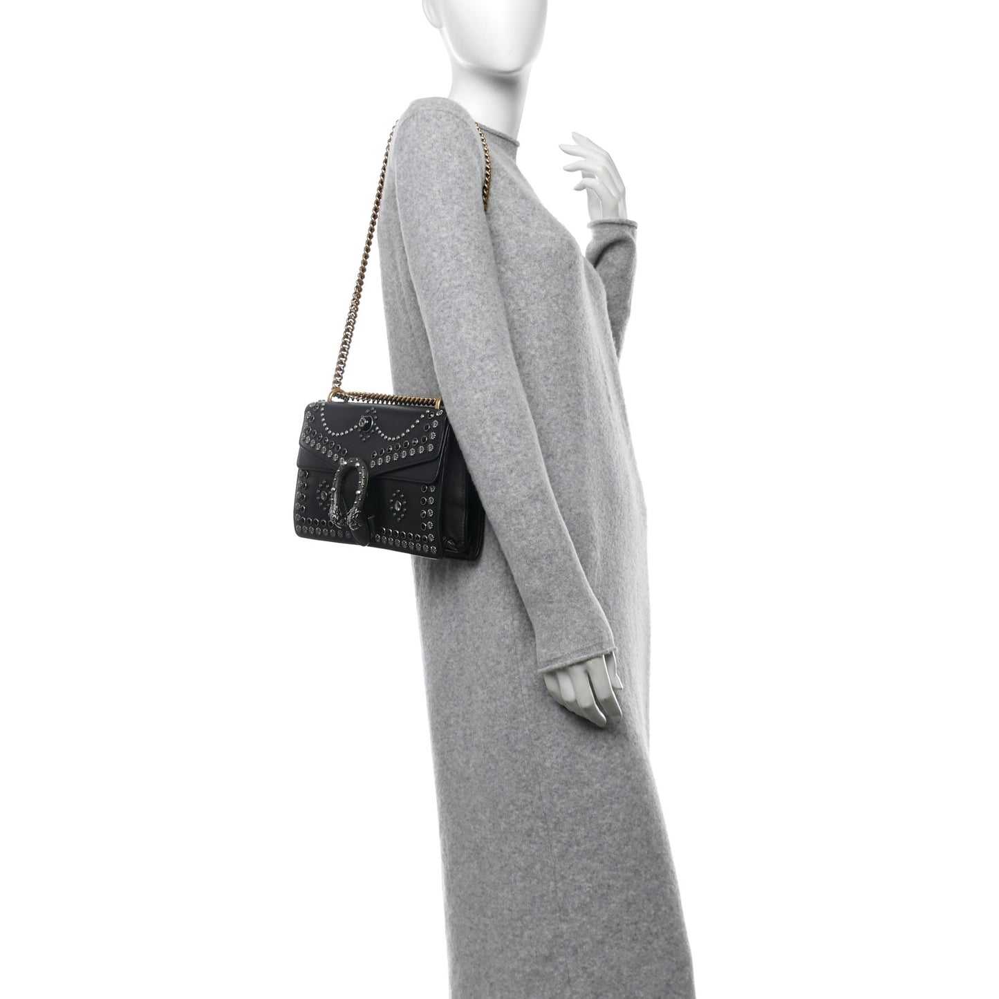 Calfskin Studded Small Dionysus Shoulder Bag Black