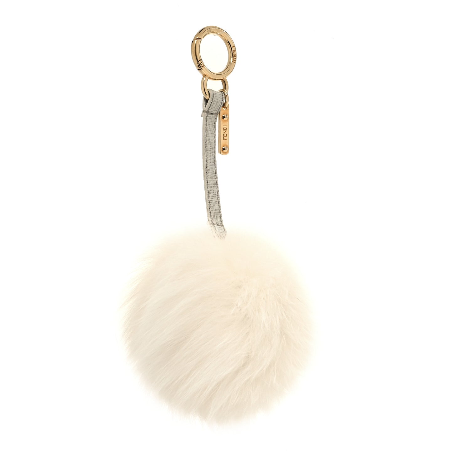 Fox Fur Pom Pom Bag Charm White