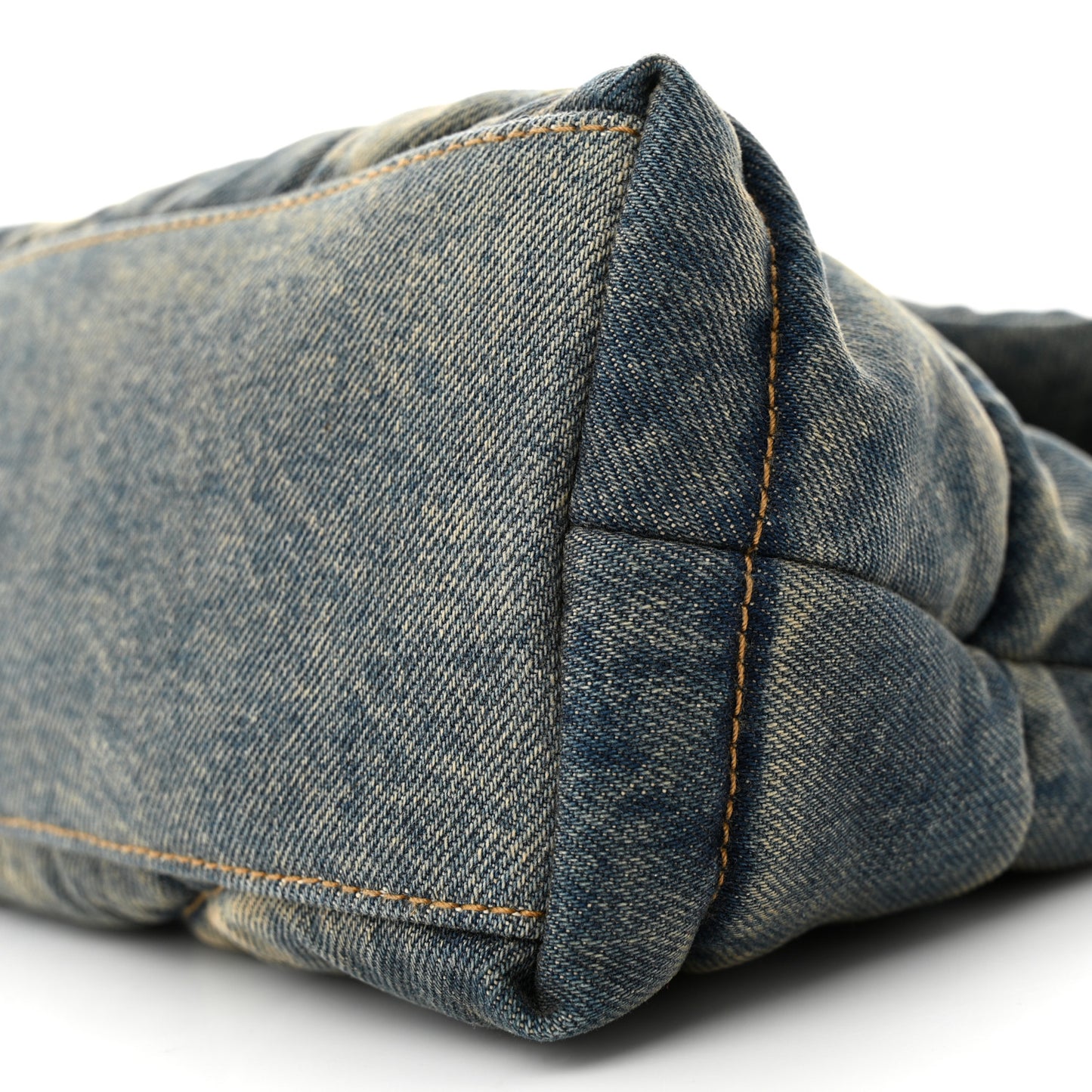 Denim Quilted Small Loulou Puffer Monogram Chain Satchel Blue Cinnamon