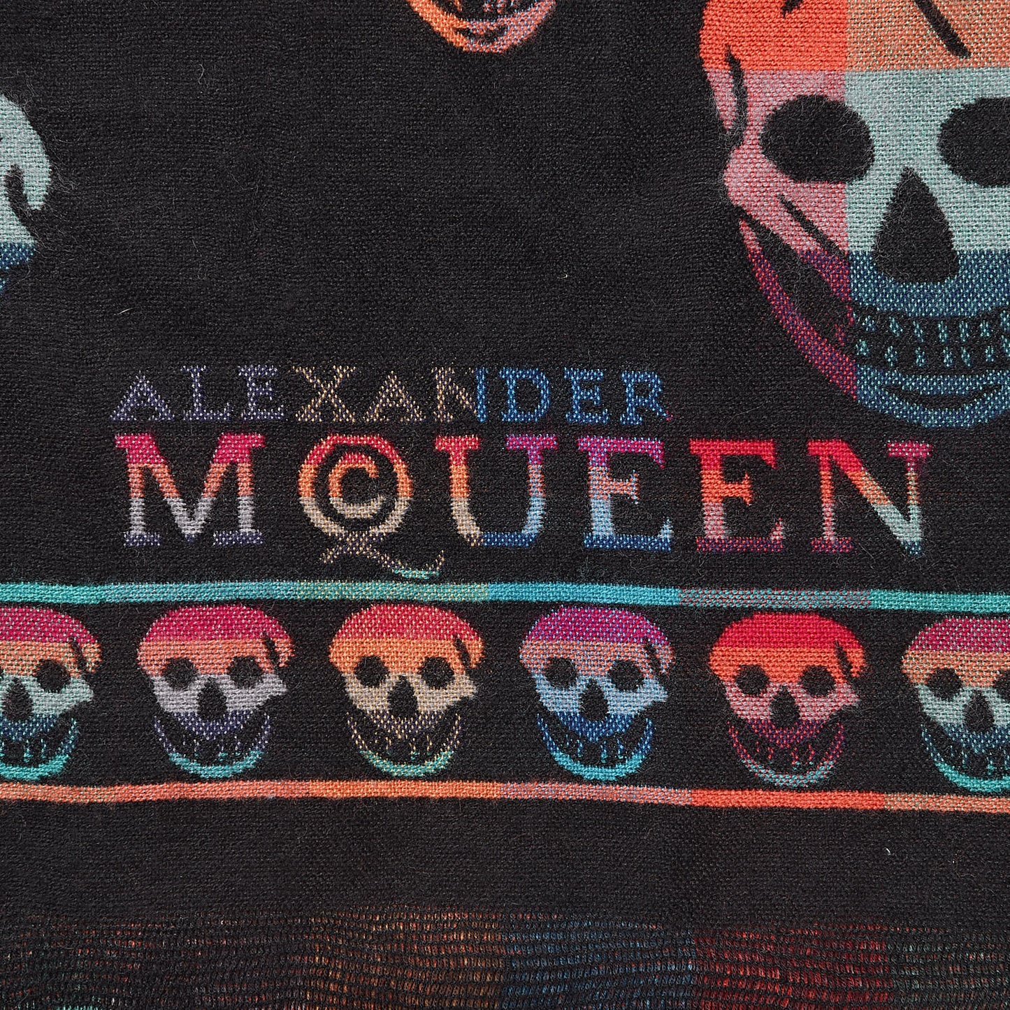 Wool Skull Scarf Black Multicolor