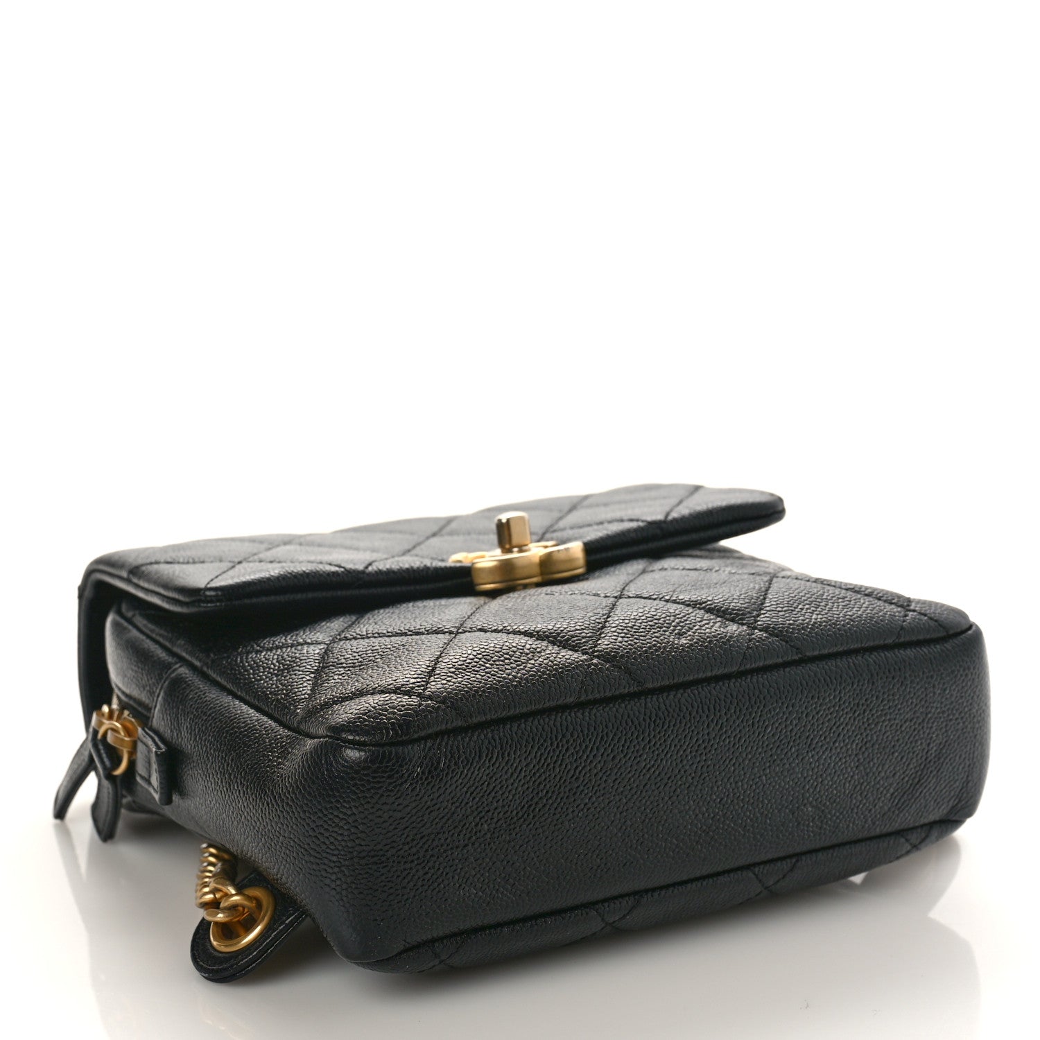 Chanel Shiny Caviar Quilted Chain Melody Backpack Black 4 of 10