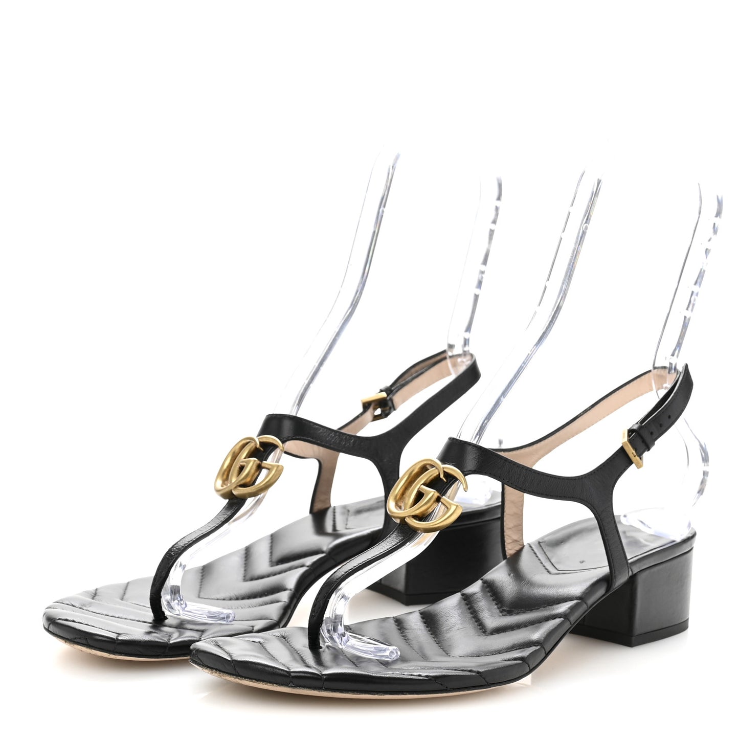 Nappa Matelasse Double G 35mm Thong Sandals 40.5 Black
