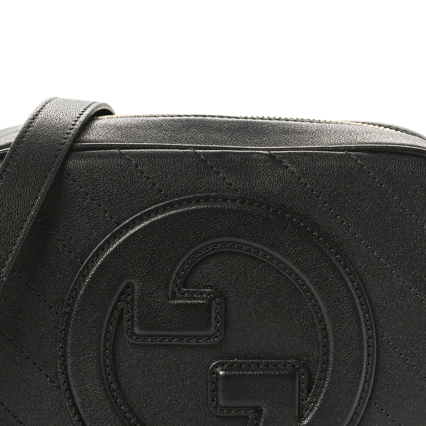 Sakai Be Green Calfskin Diagonal Stitched Small Blondie Shoulder Bag Black
