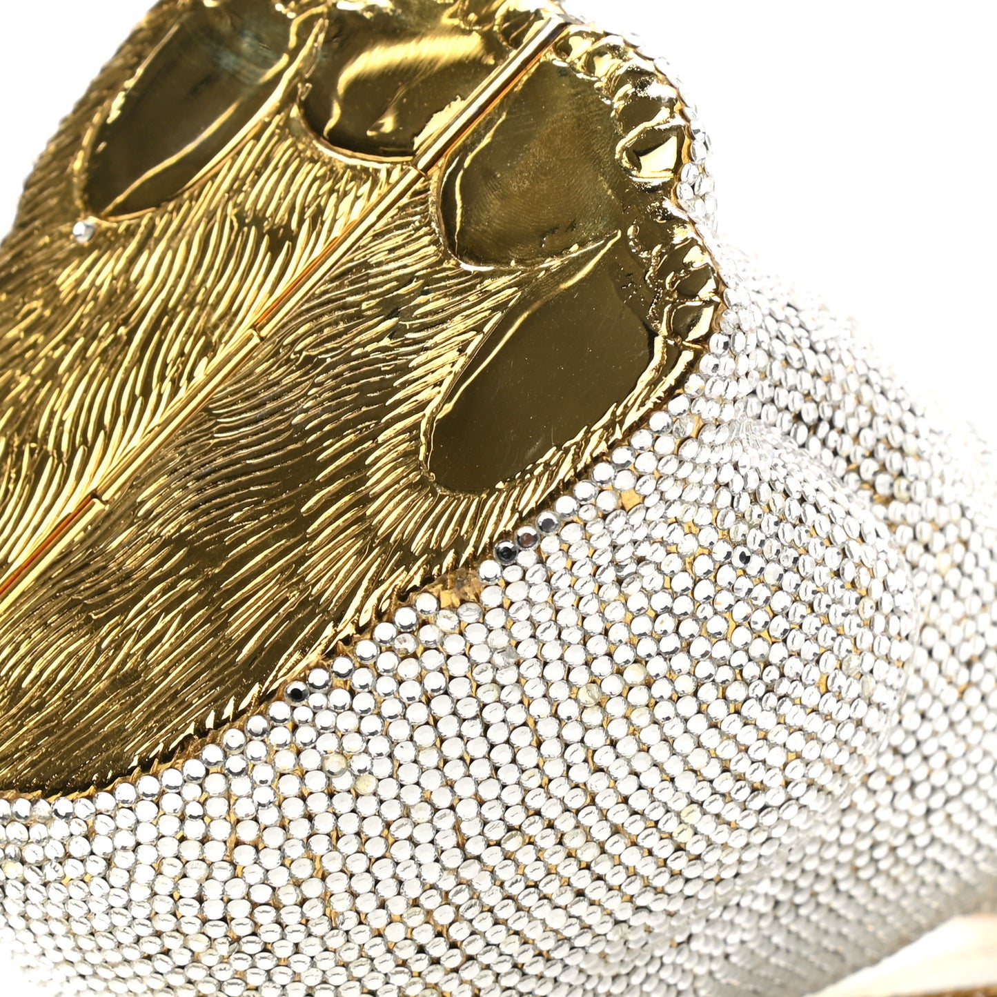 Swarovski Crystal Polar Bear Minaudiere Clutch White