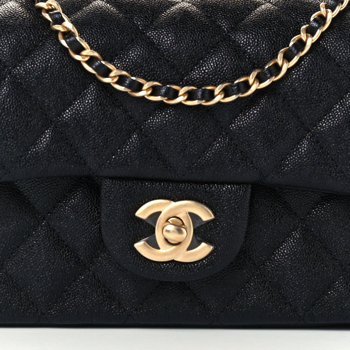 Caviar Quilted Mini Top Handle Rectangular Flap Black
