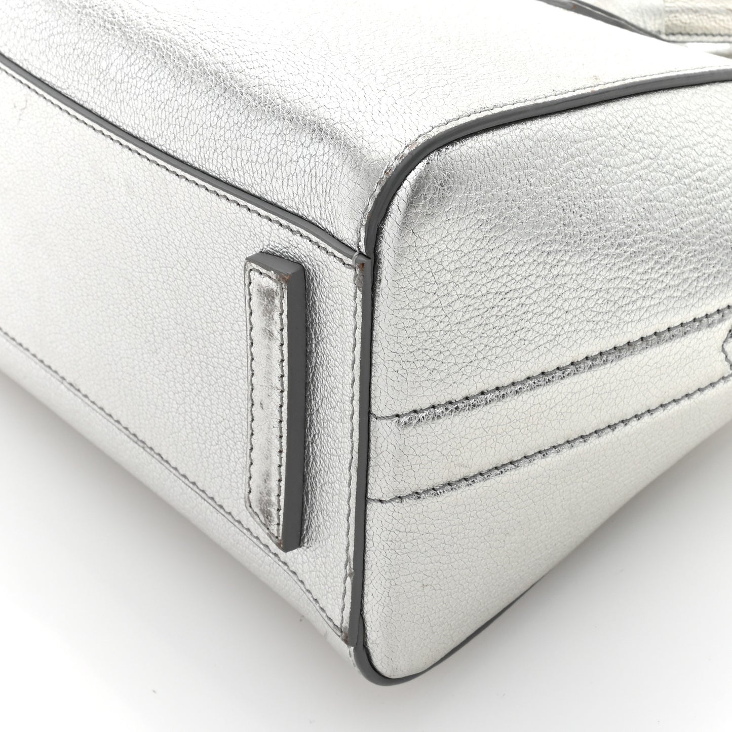 Metallic Sugar Goatskin Mini Antigona Silver