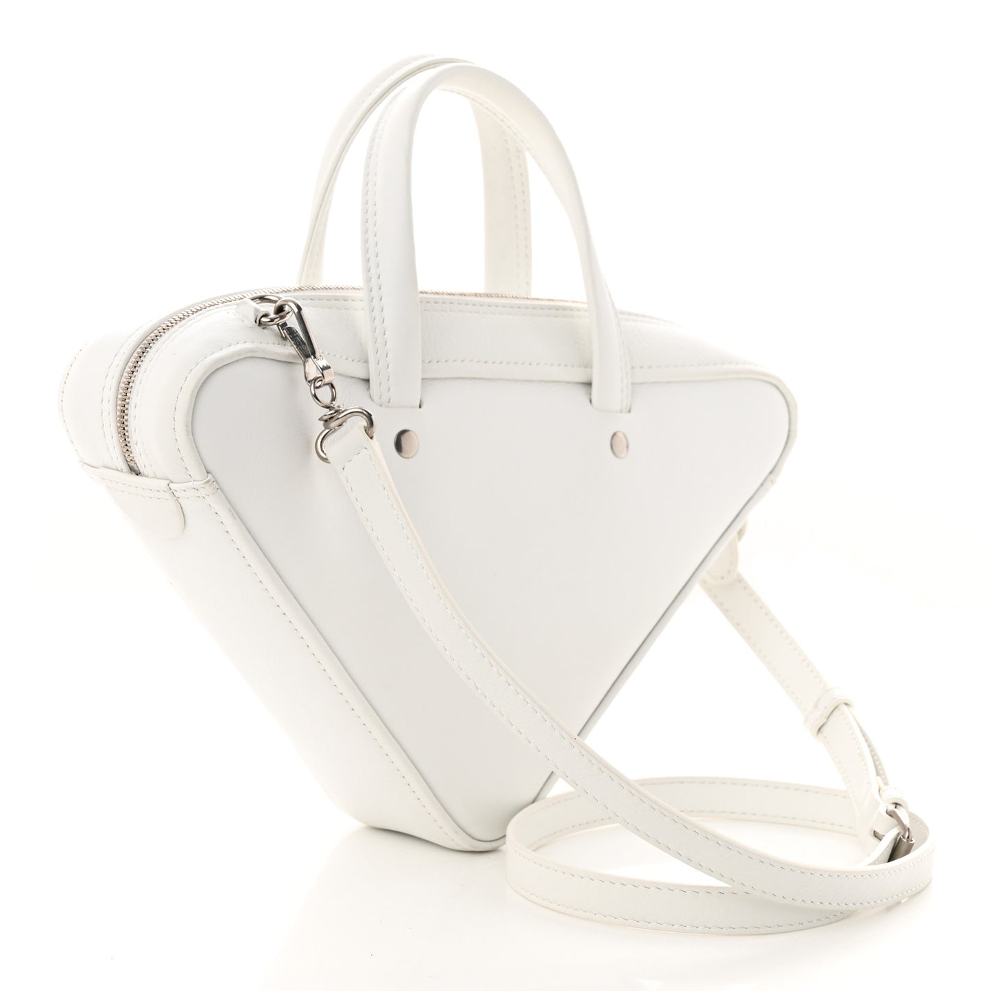 Calfskin S Triangle Duffle White